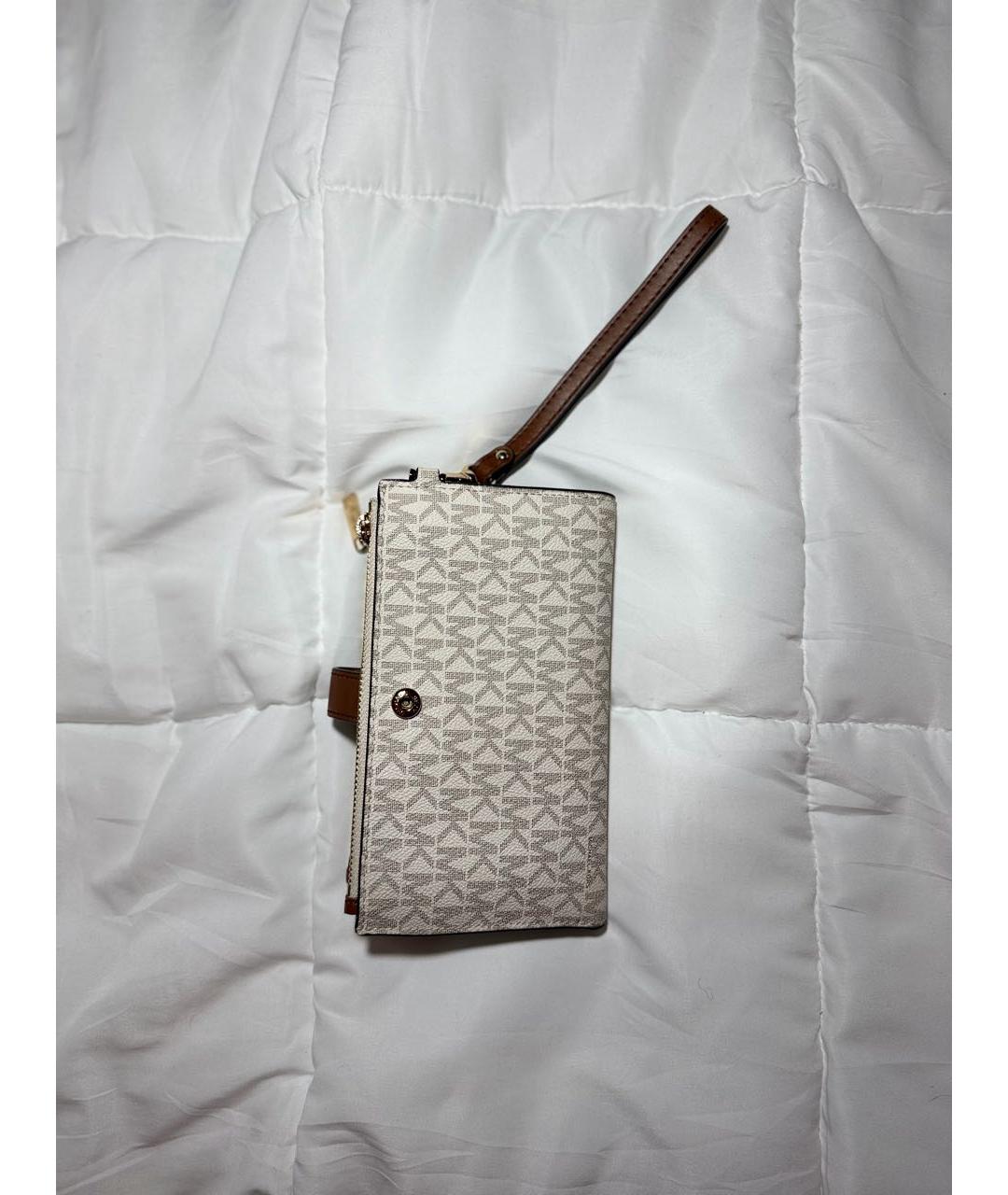 MICHAEL KORS Бежевый кожаный кошелек, фото 3
