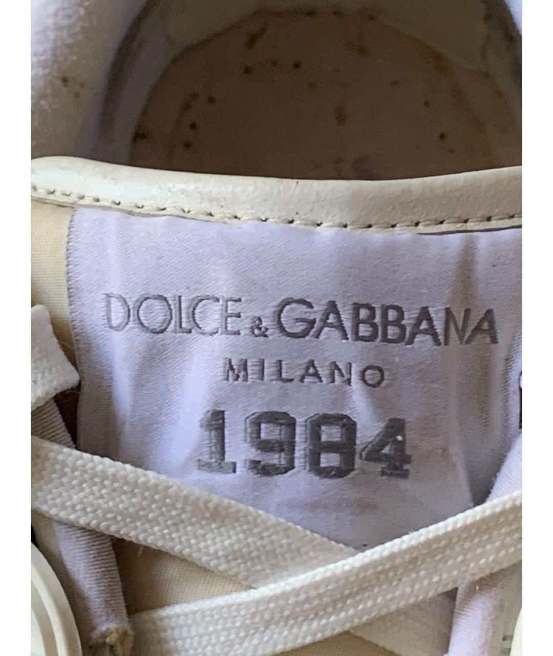 DOLCE&GABBANA Белые кожаные низкие кроссовки / кеды, фото 4