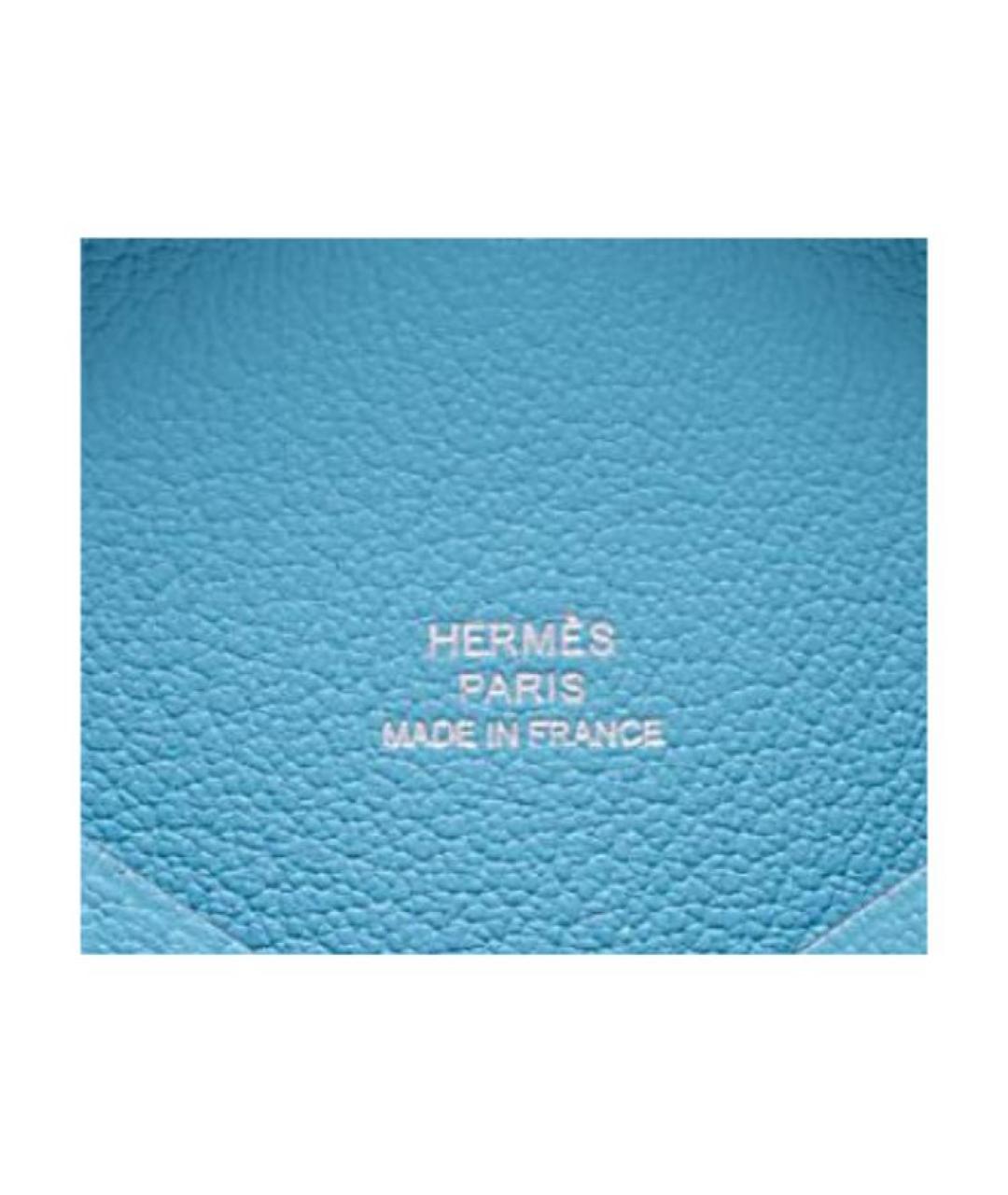 HERMES Голубой кожаный кардхолдер, фото 3