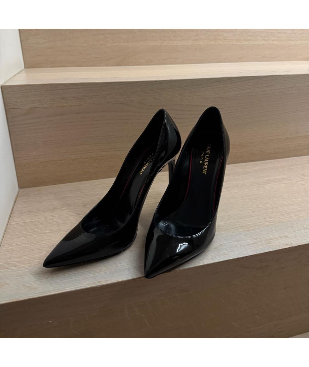 SAINT LAURENT Черные туфли из лакированной кожи, фото 2