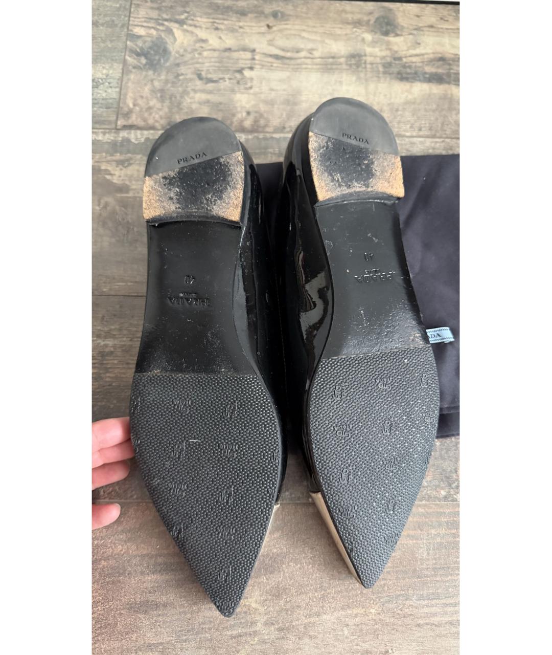 PRADA Черные балетки из лакированной кожи, фото 7