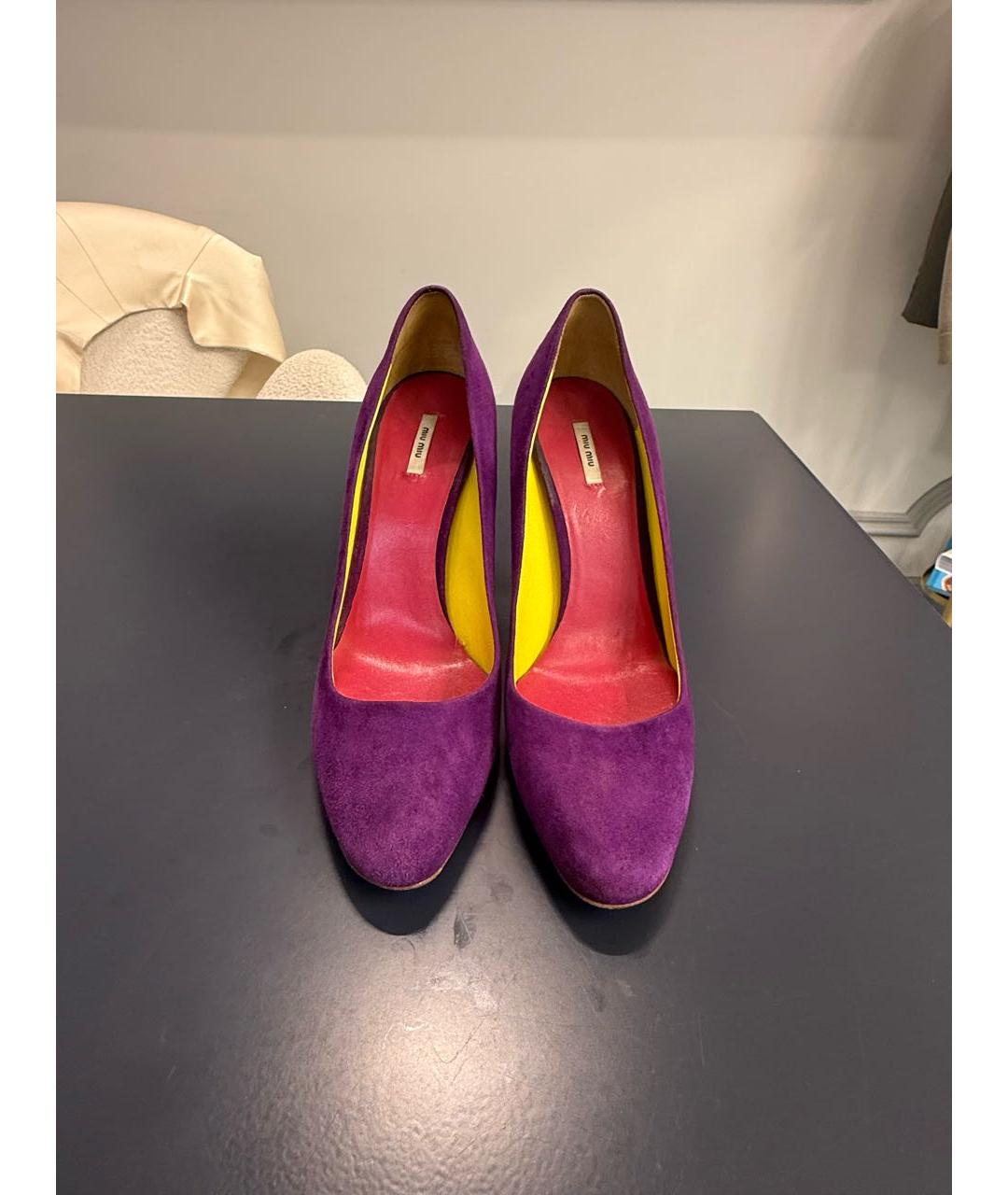 MIU MIU Фиолетовые замшевые туфли, фото 4