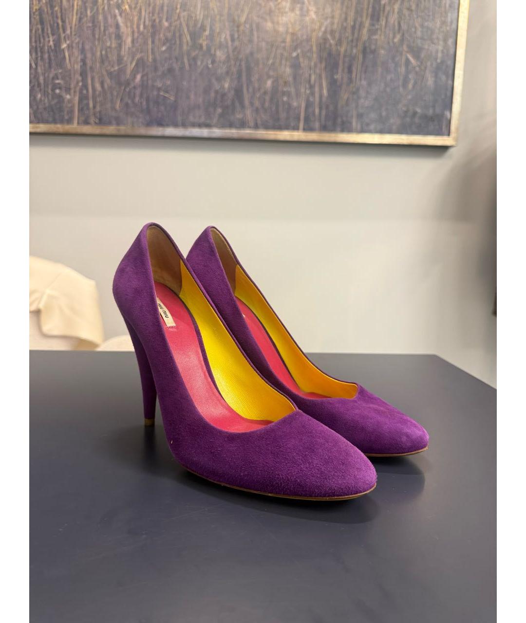 MIU MIU Фиолетовые замшевые туфли, фото 5