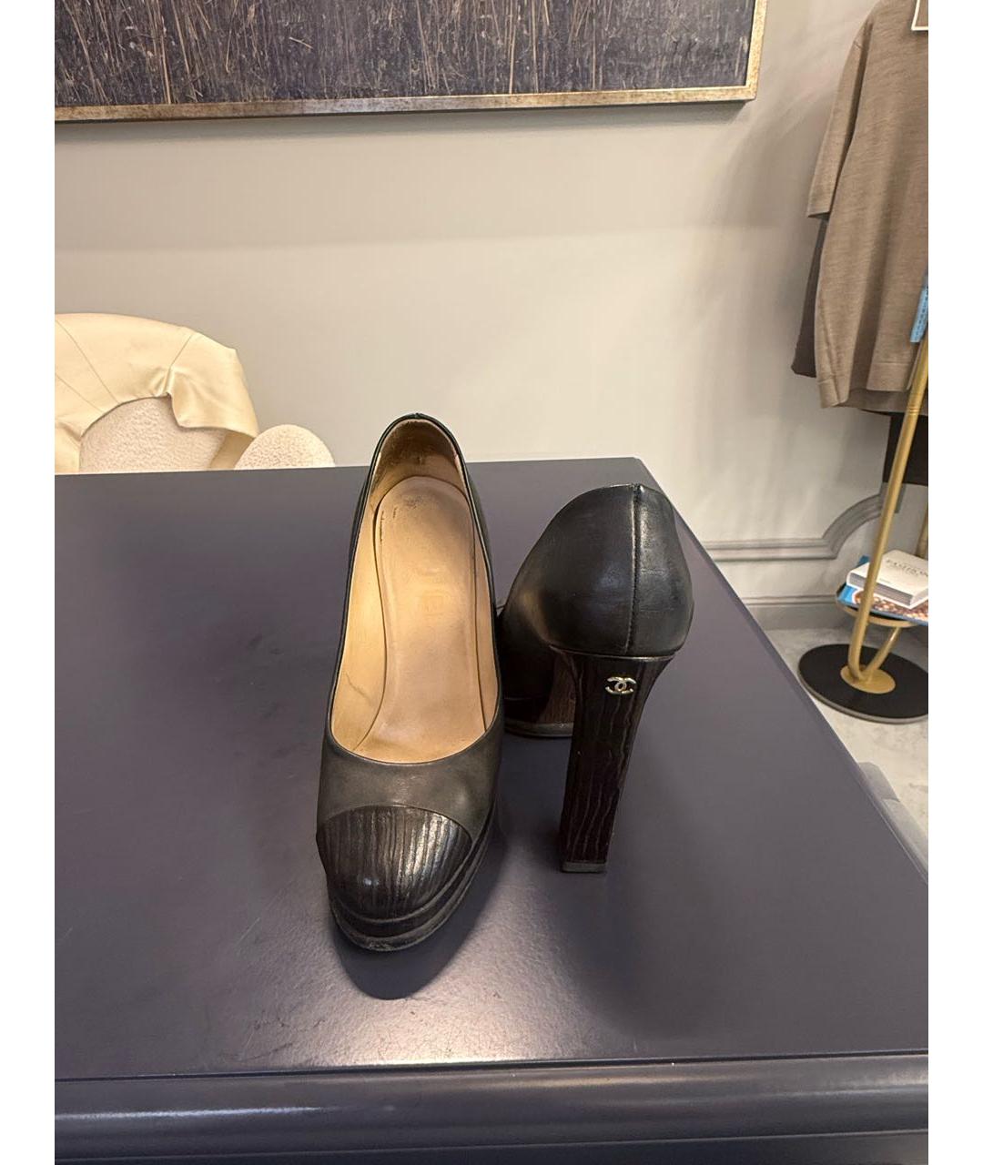 CHANEL Черные кожаные туфли, фото 3