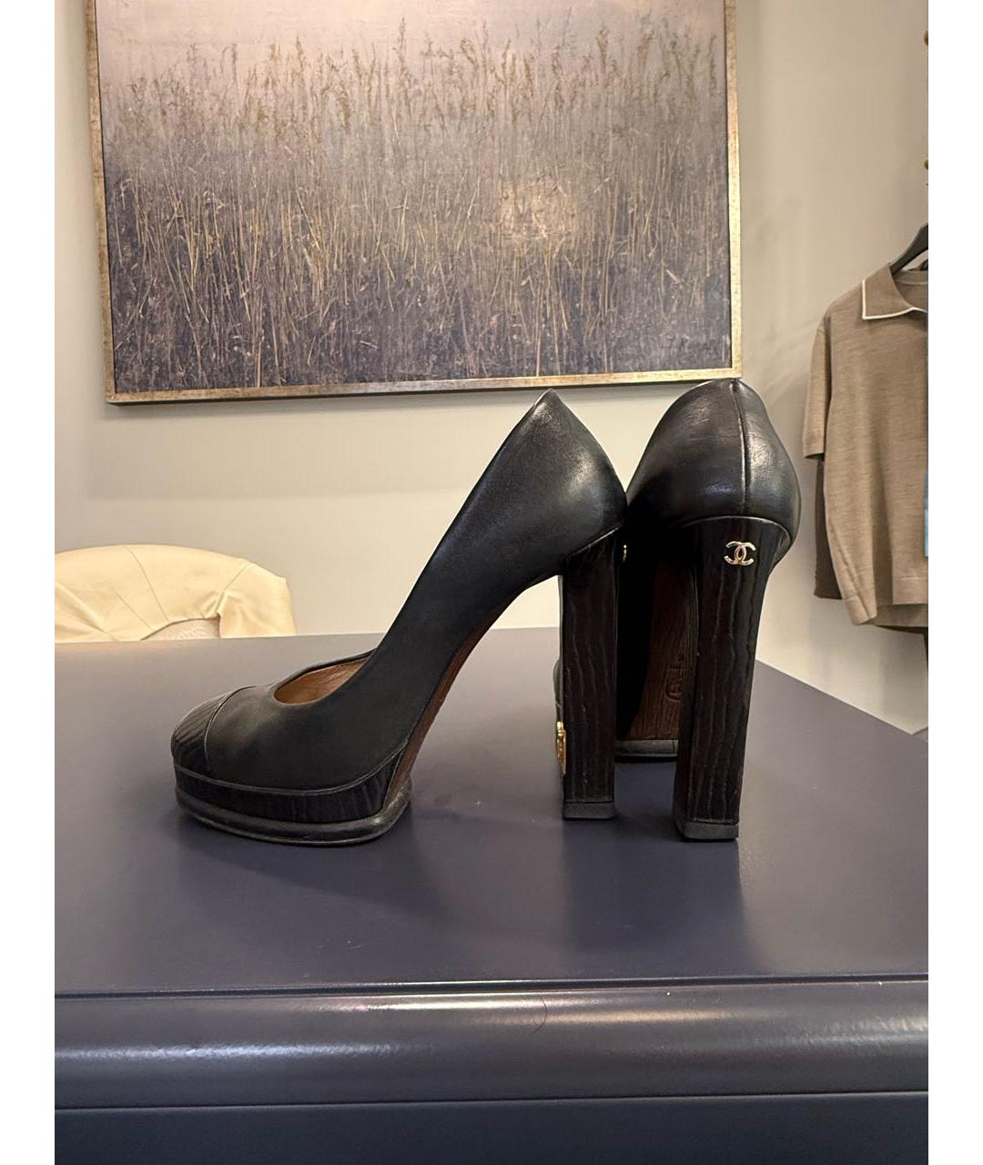 CHANEL Черные кожаные туфли, фото 2