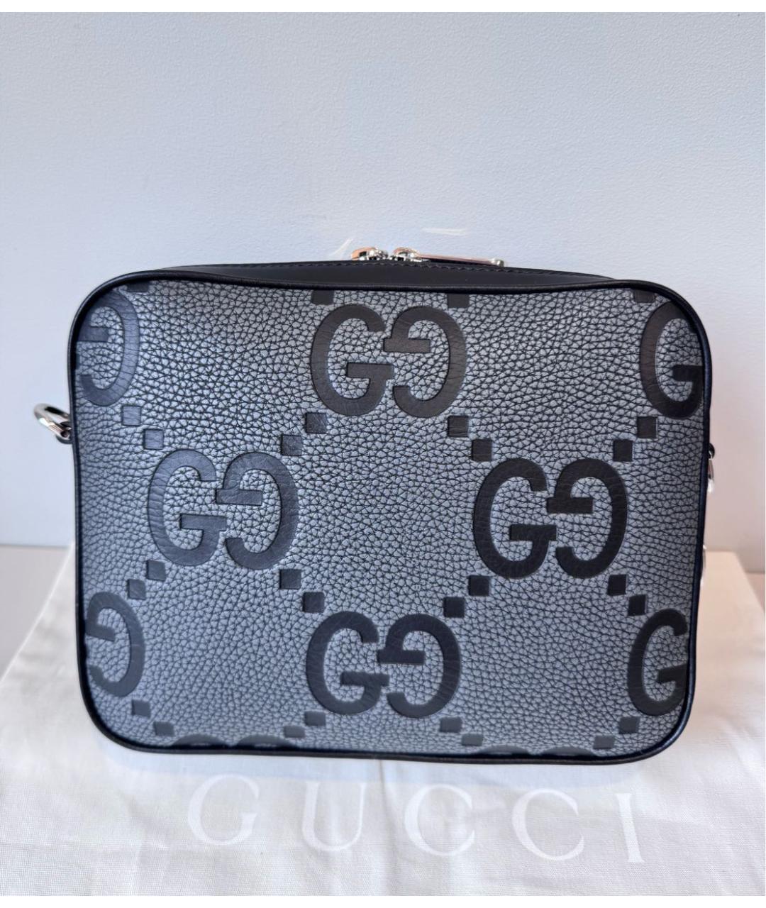 GUCCI Серая кожаная сумка на плечо, фото 3