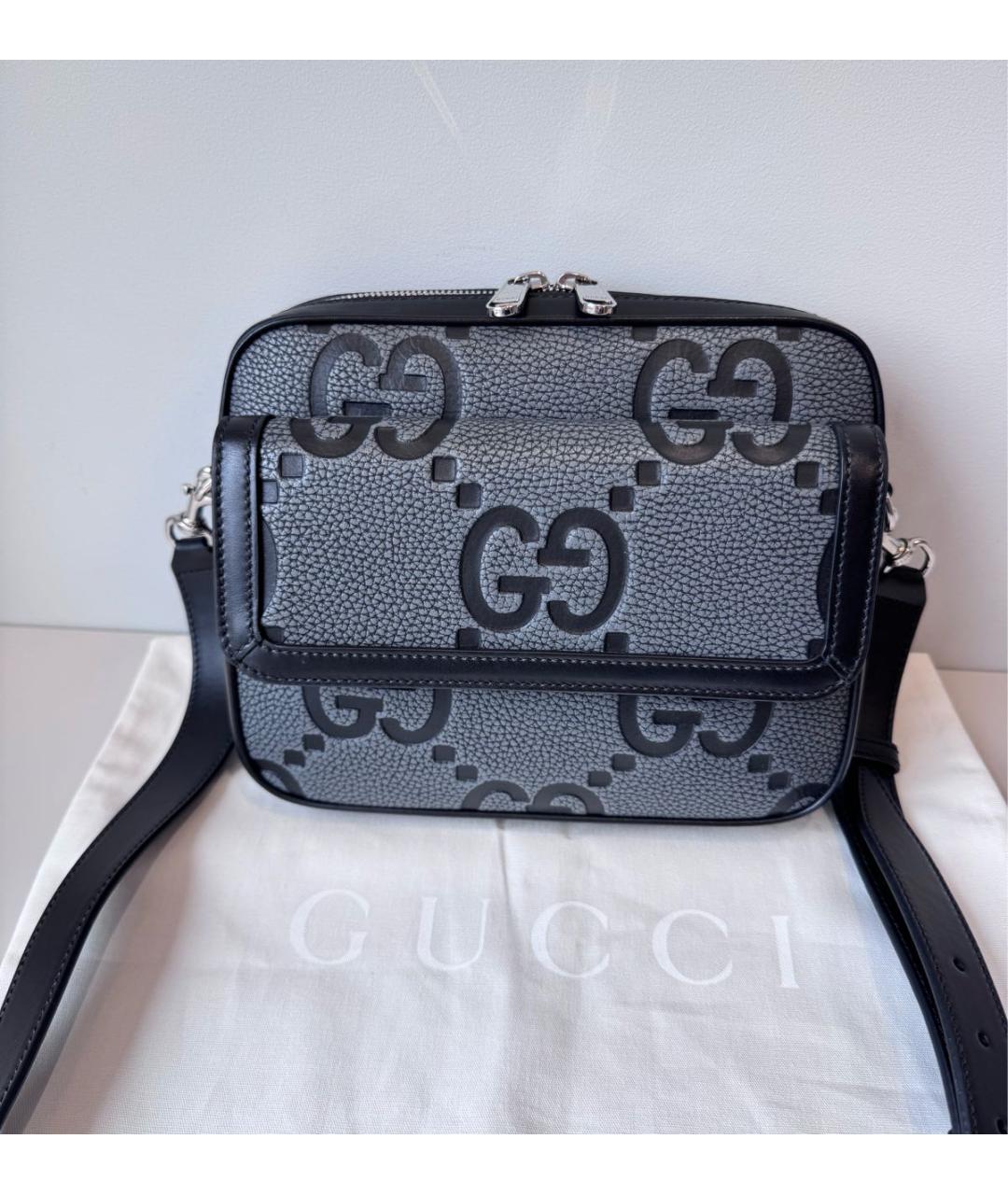 GUCCI Серая кожаная сумка на плечо, фото 2