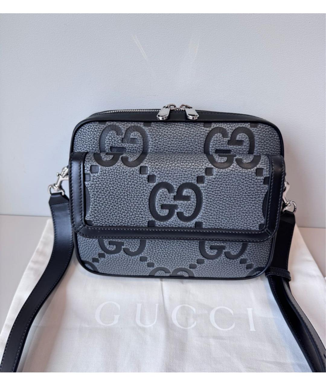GUCCI Серая кожаная сумка на плечо, фото 9