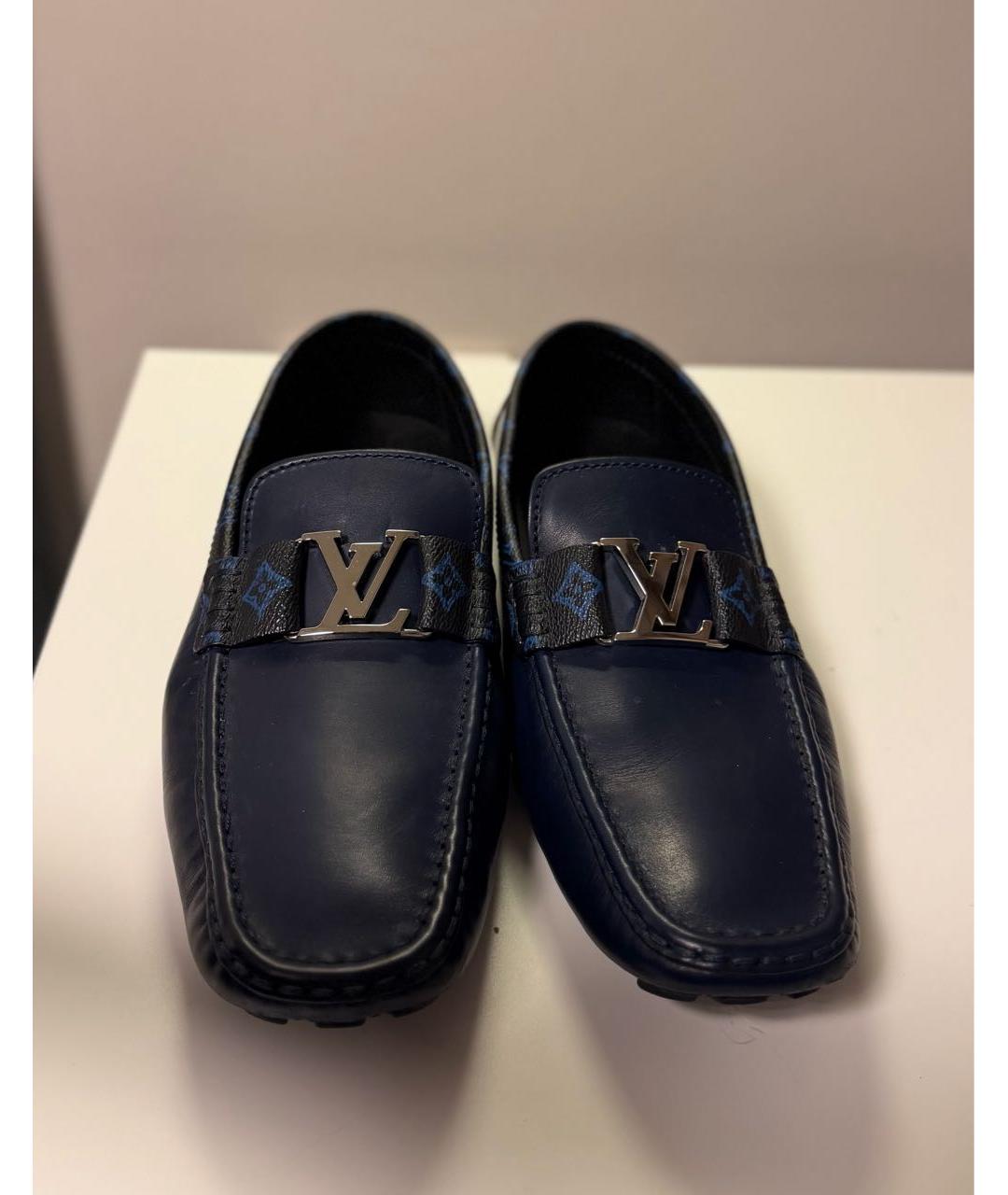 LOUIS VUITTON Темно-синие кожаные мокасины, фото 2
