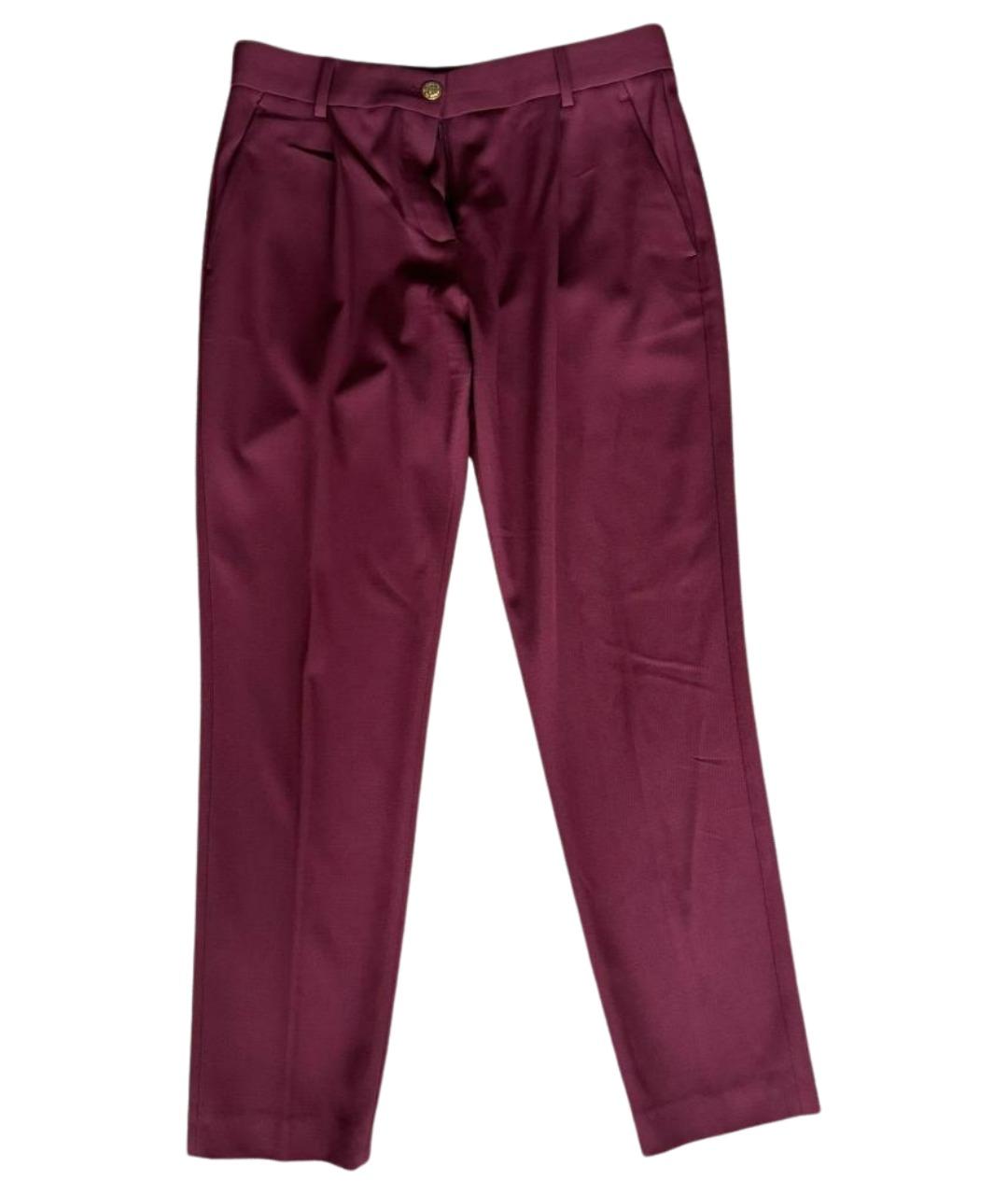 ROBERTO CAVALLI Бордовые шерстяные прямые брюки, фото 1