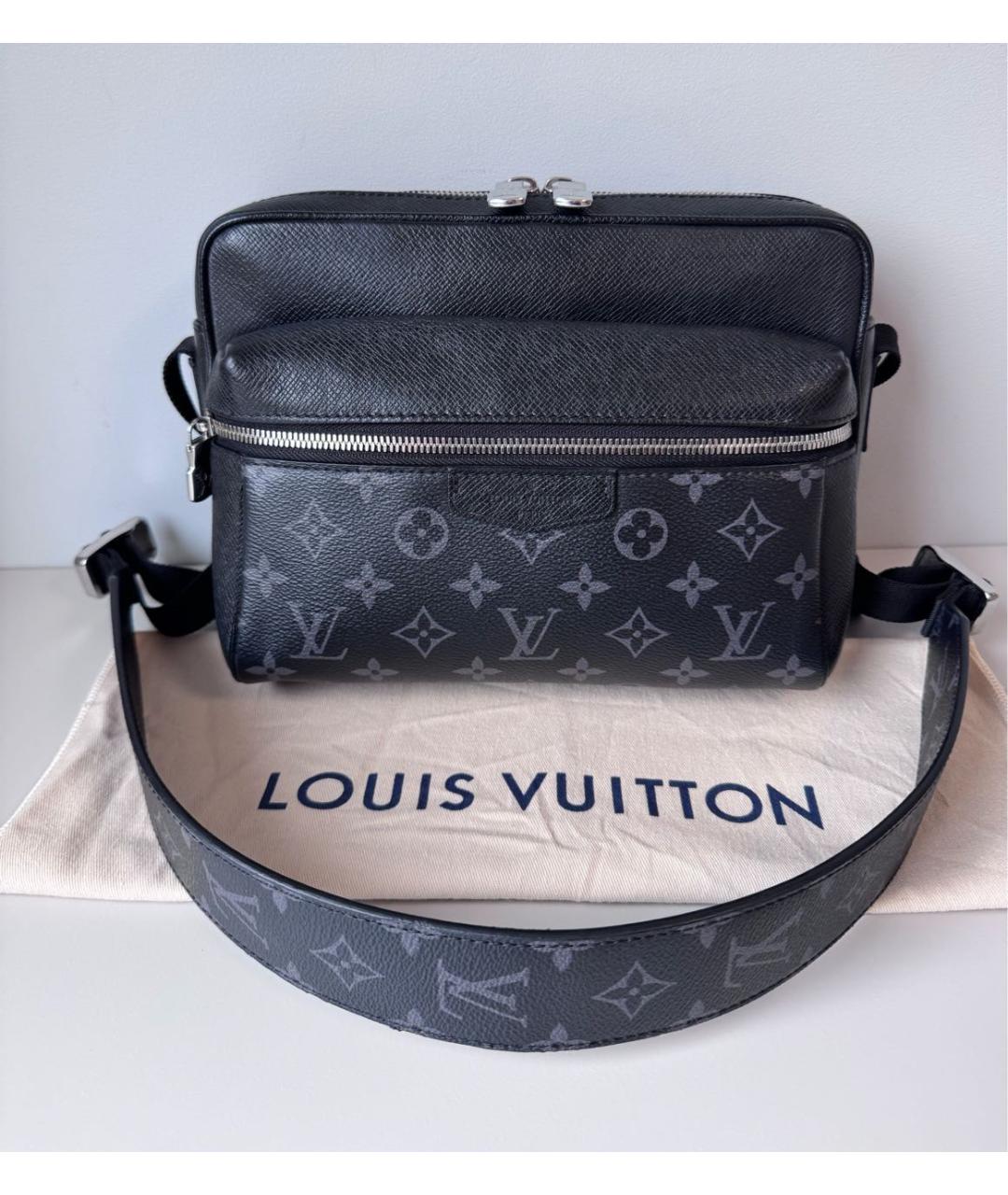 LOUIS VUITTON Черная сумка на плечо из канвы, фото 2