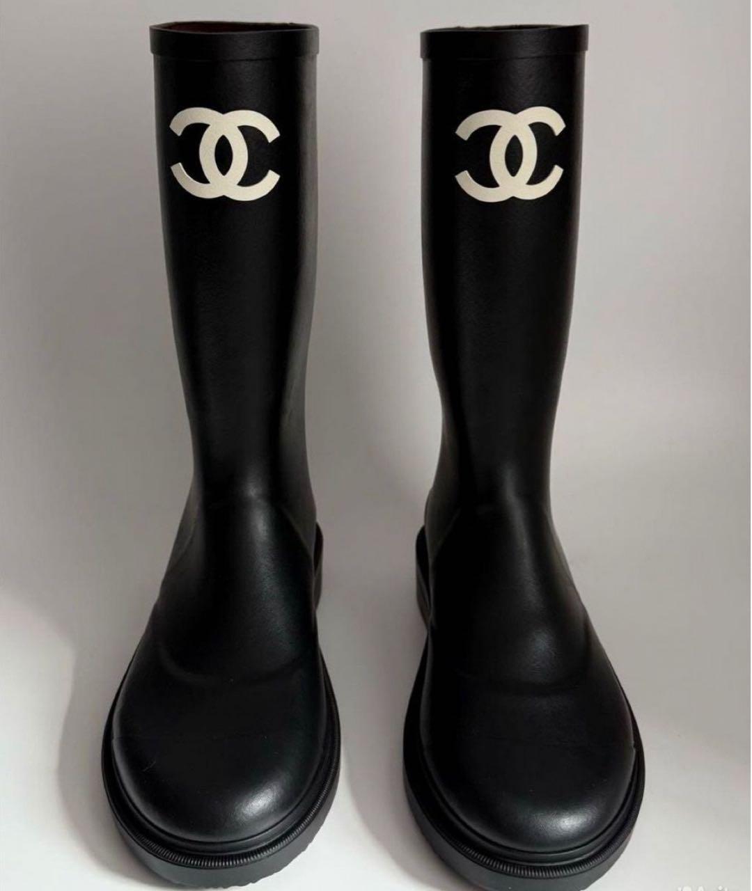 CHANEL Черные резиновые сапоги, фото 3