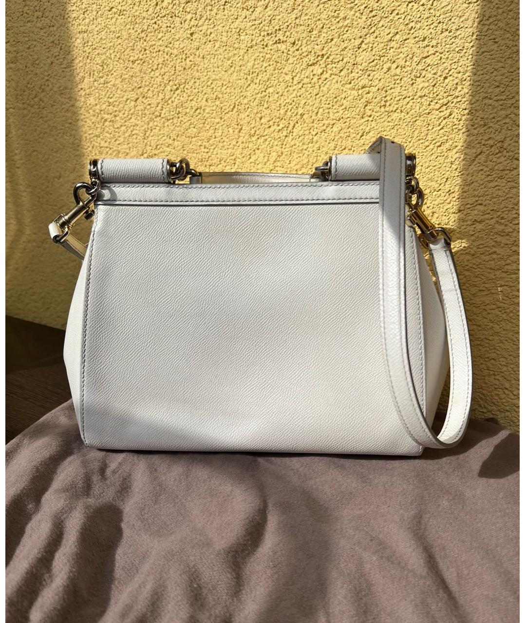 DOLCE&GABBANA Белая кожаная сумка с короткими ручками, фото 3