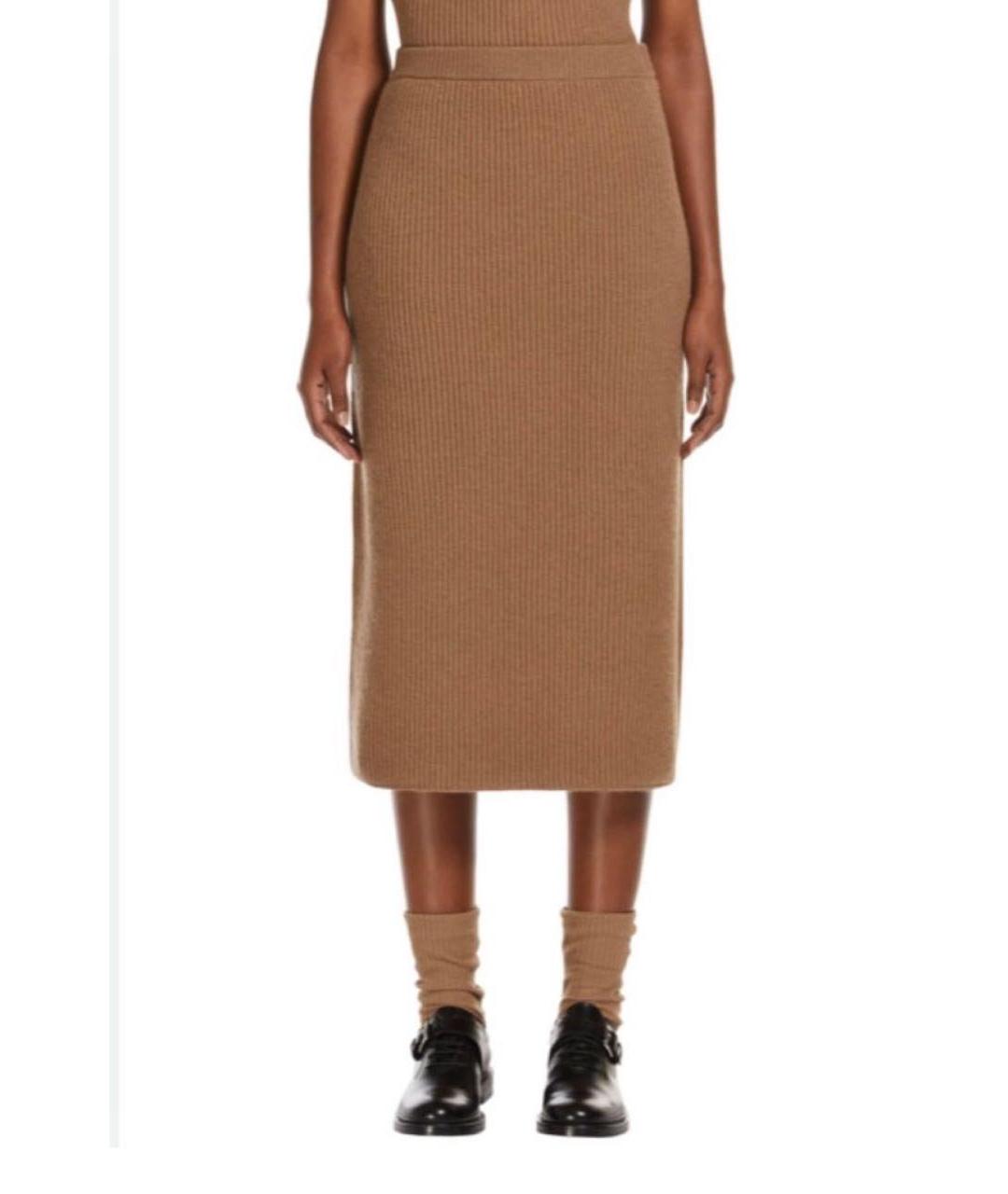 MAX MARA Коричневая шерстяная юбка миди, фото 2