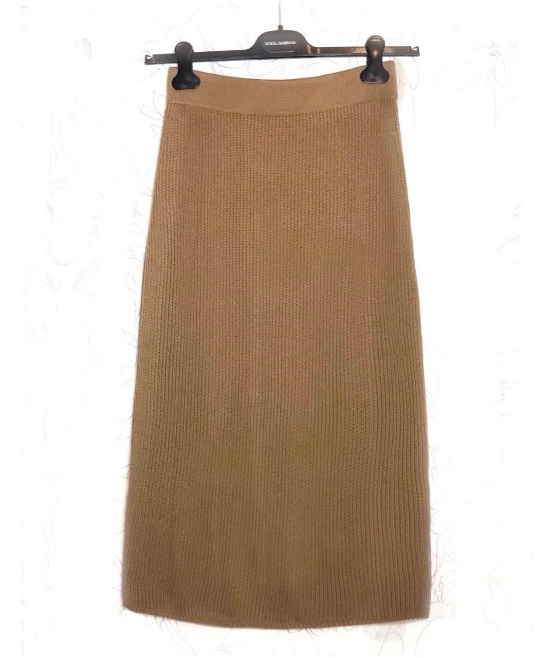 MAX MARA Коричневая шерстяная юбка миди, фото 4