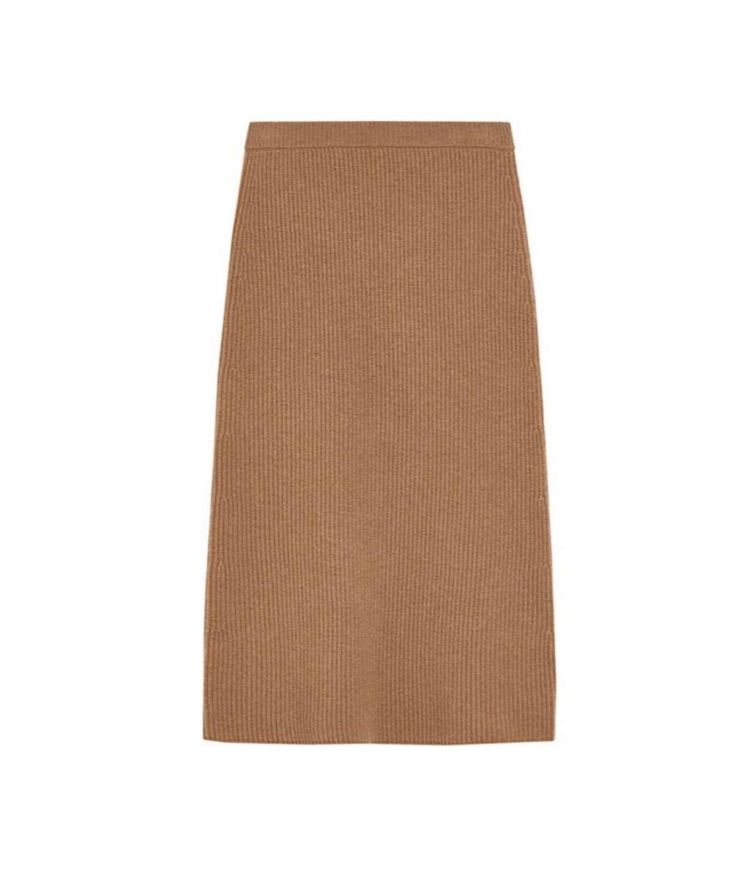 MAX MARA Коричневая шерстяная юбка миди, фото 1