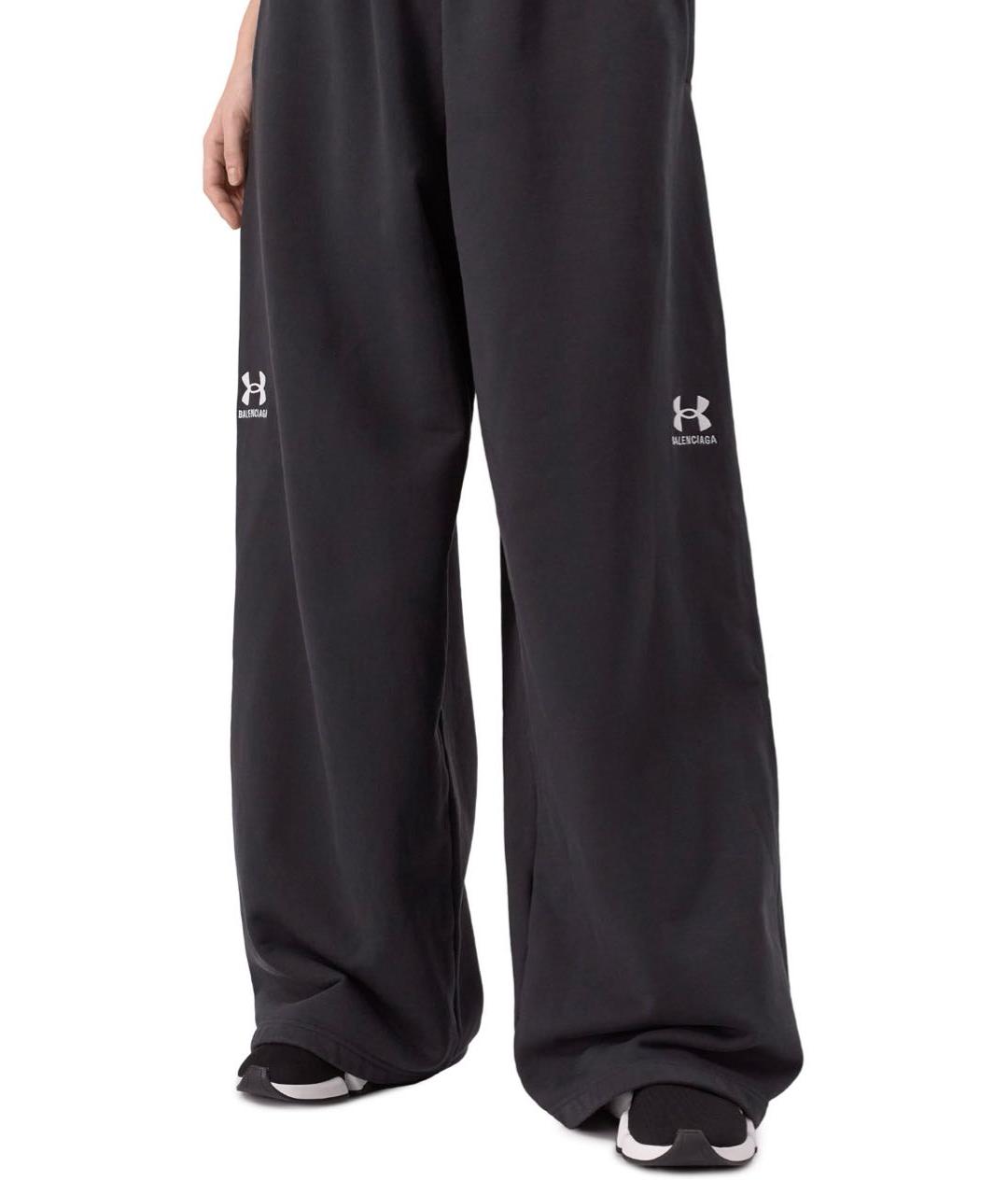 BALENCIAGA Черные хлопковые брюки широкие, фото 4