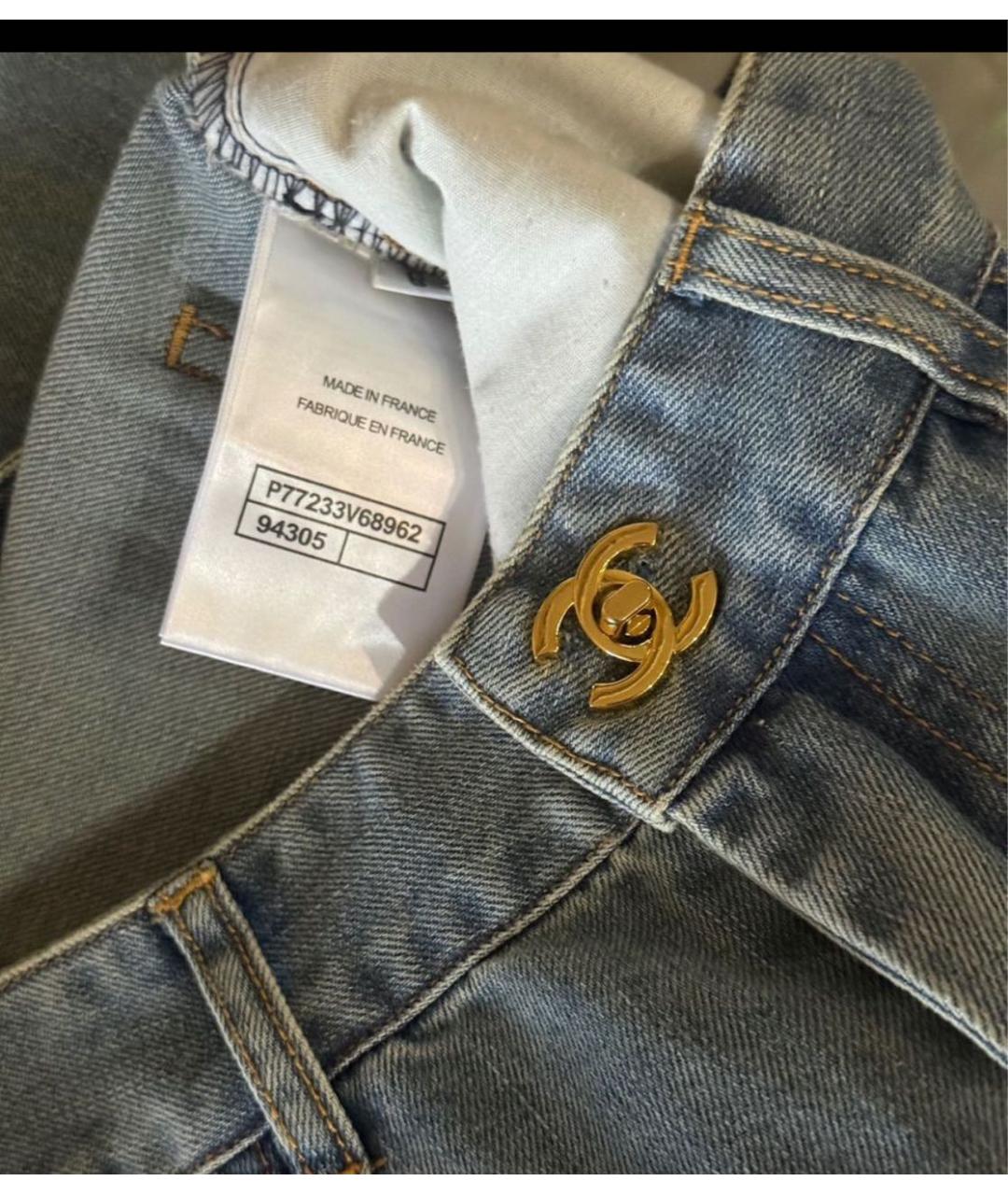 CHANEL Голубые хлопковые прямые джинсы, фото 3