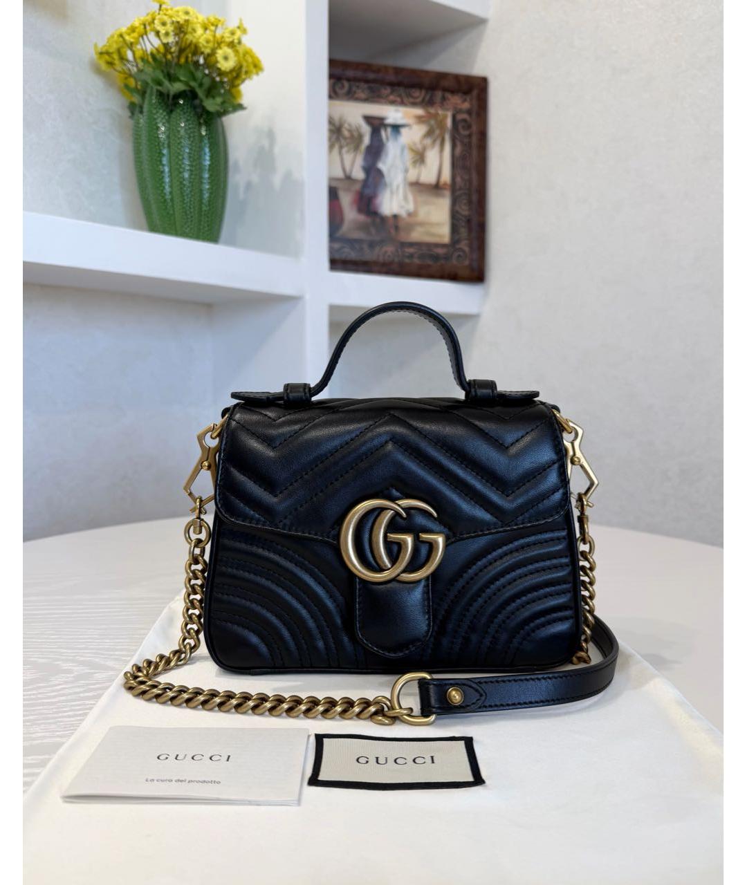 GUCCI Черная кожаная сумка через плечо, фото 2