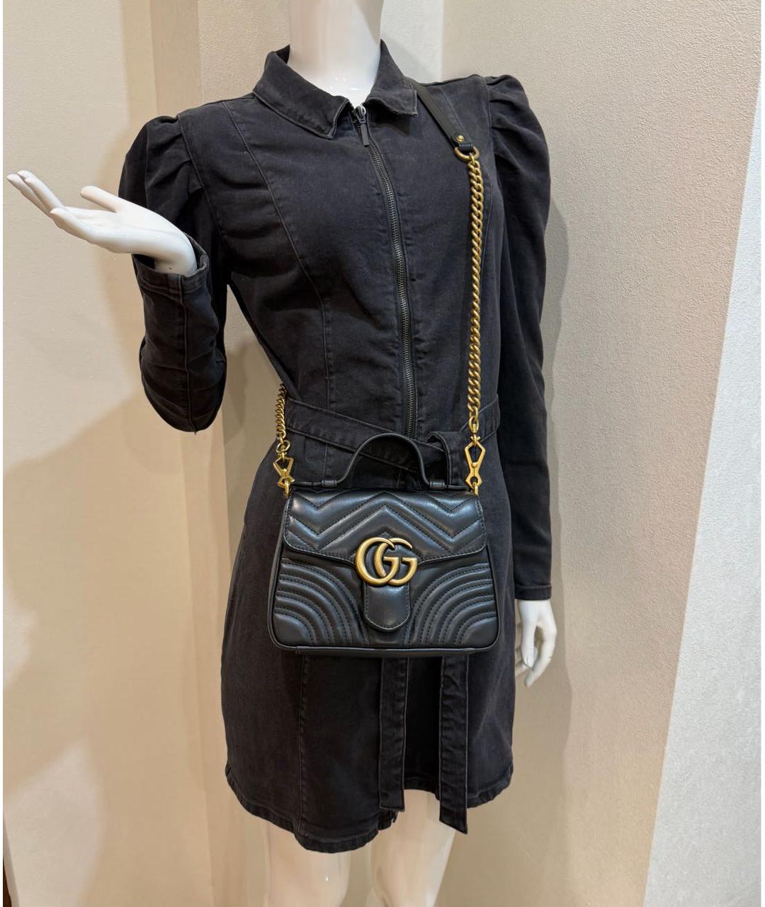 GUCCI Черная кожаная сумка через плечо, фото 6