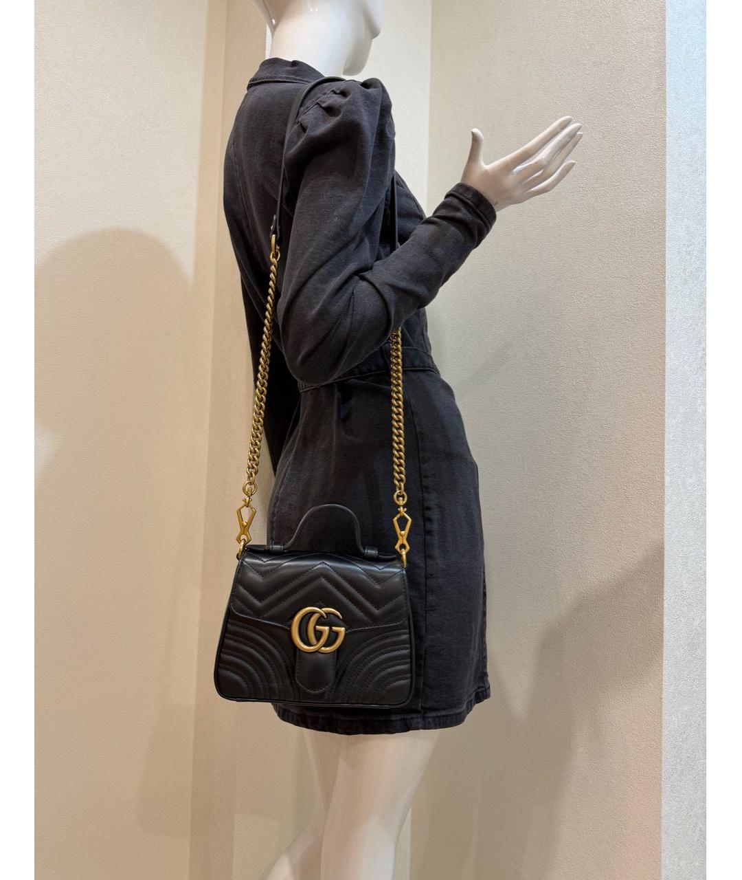 GUCCI Черная кожаная сумка через плечо, фото 5
