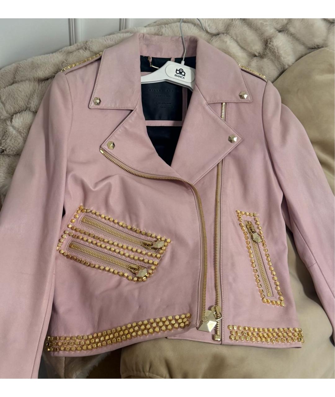 PHILIPP PLEIN Розовая кожаная куртка, фото 7
