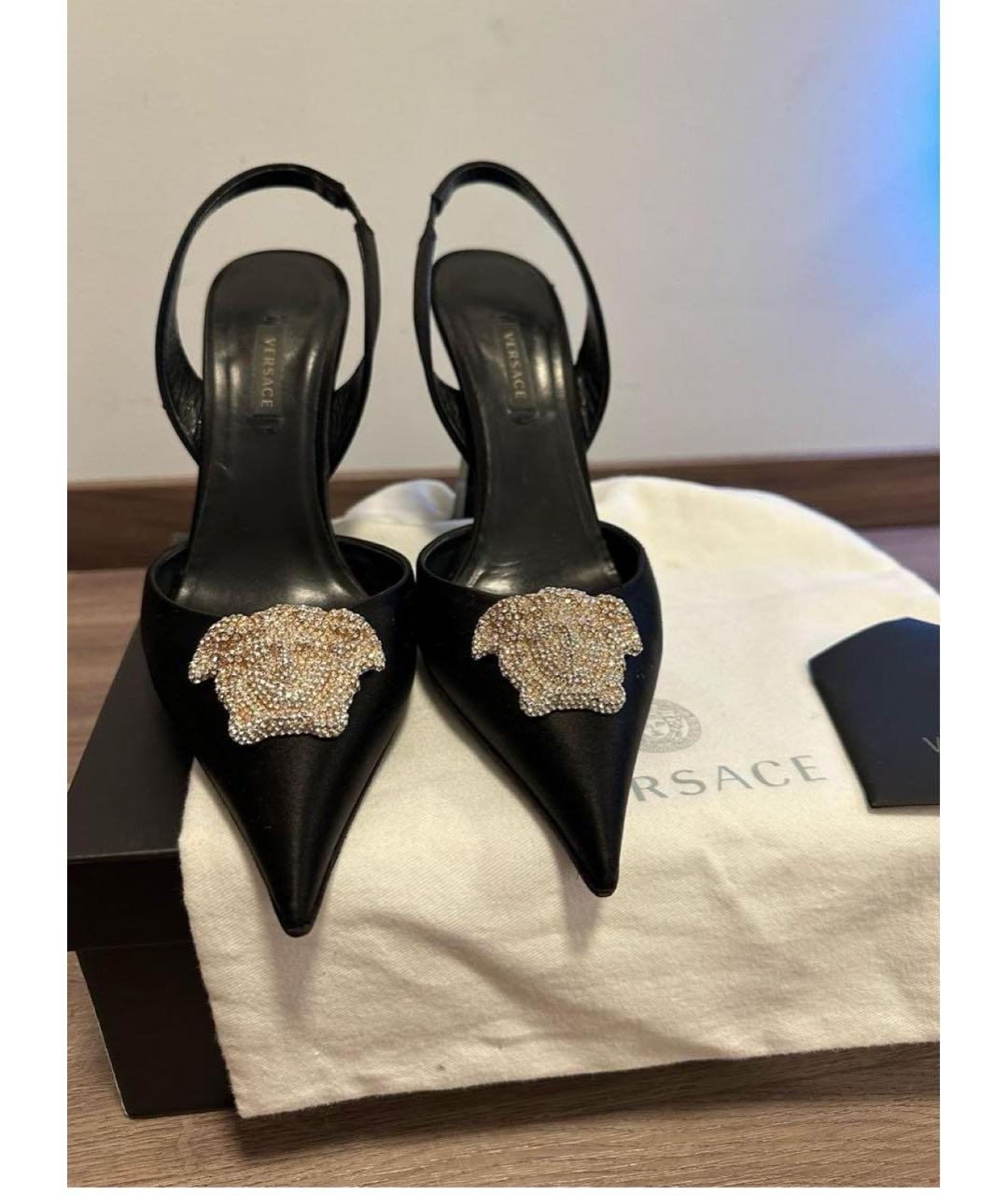 VERSACE Черные текстильные туфли, фото 2