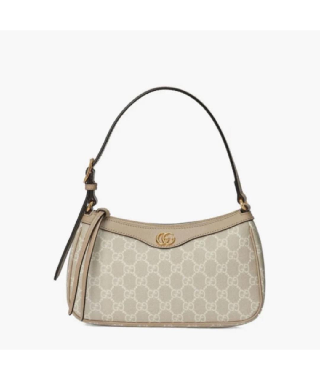 GUCCI Бежевая сумка с короткими ручками из канвы, фото 4