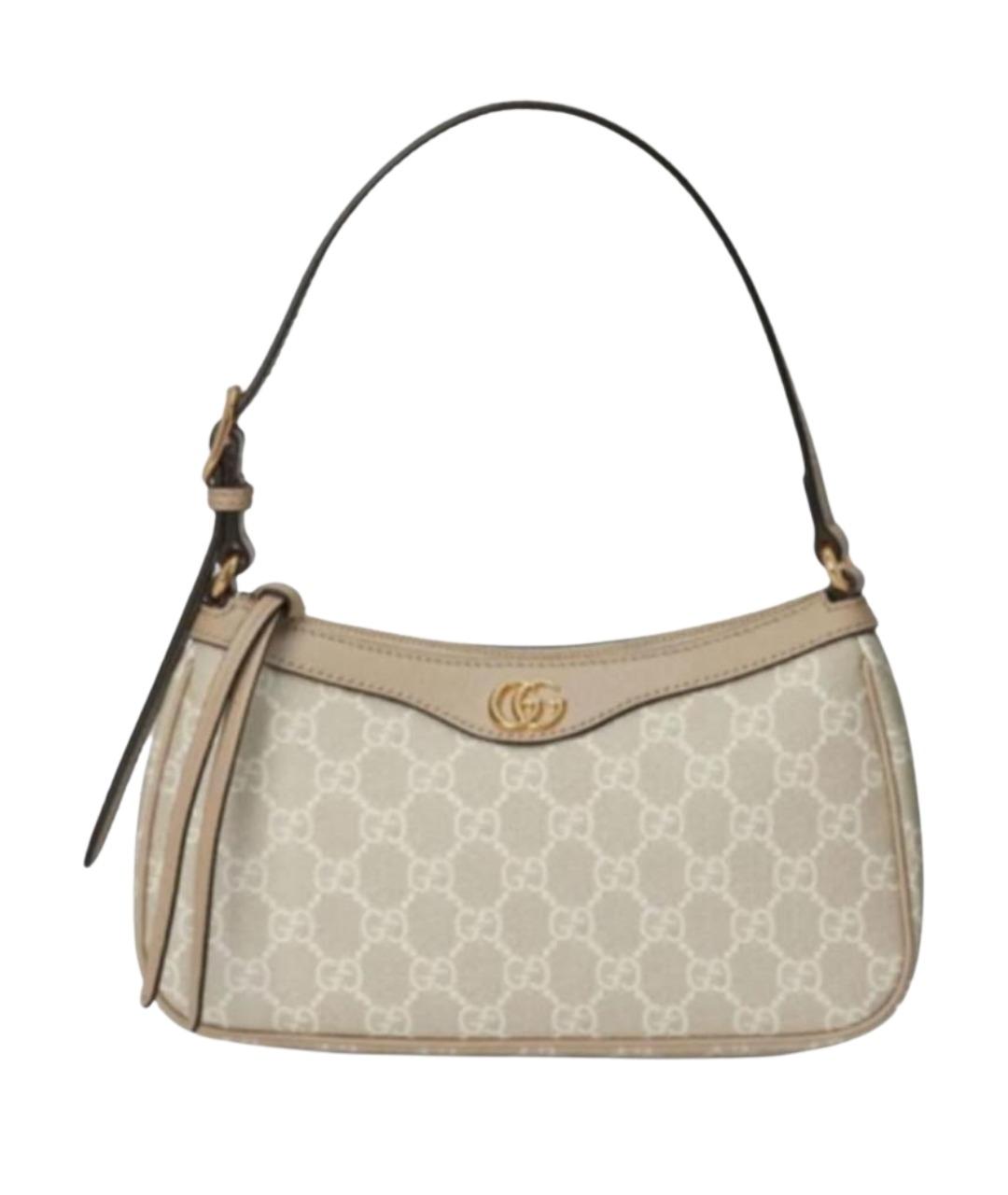 GUCCI Бежевая сумка с короткими ручками из канвы, фото 1