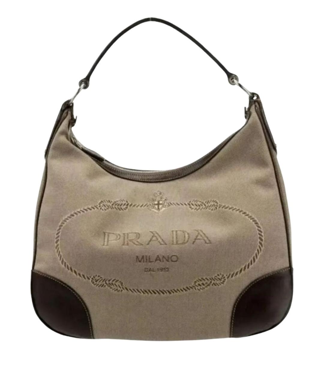 PRADA Бежевая тканевая сумка через плечо, фото 1