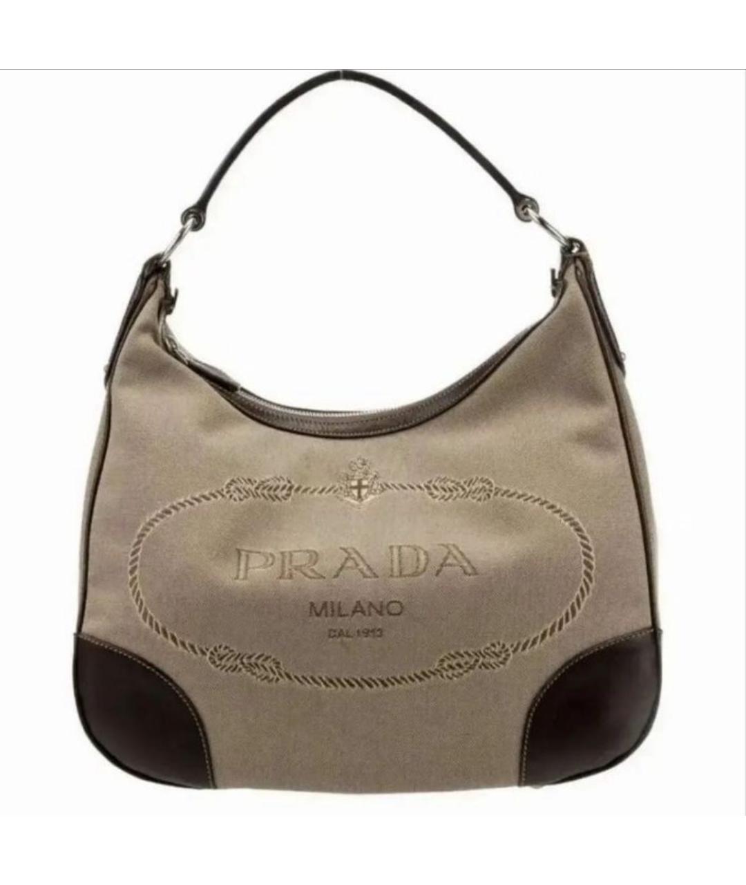 PRADA Бежевая тканевая сумка через плечо, фото 9