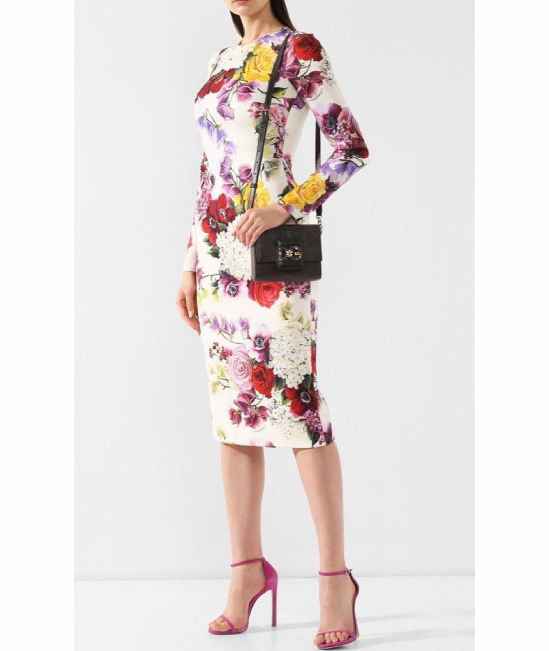 DOLCE&GABBANA Белое шелковое коктейльное платье, фото 2