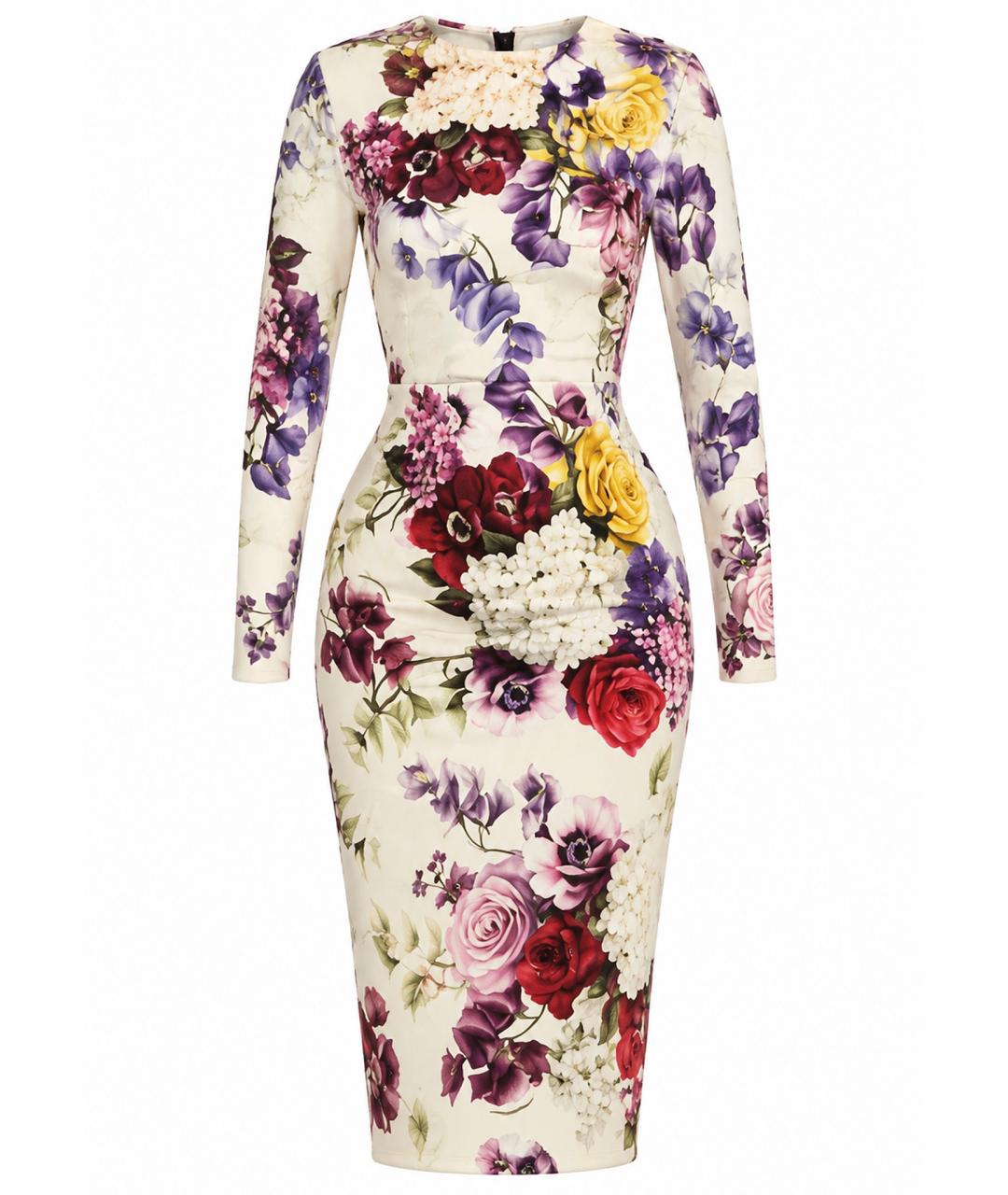 DOLCE&GABBANA Белое шелковое коктейльное платье, фото 1