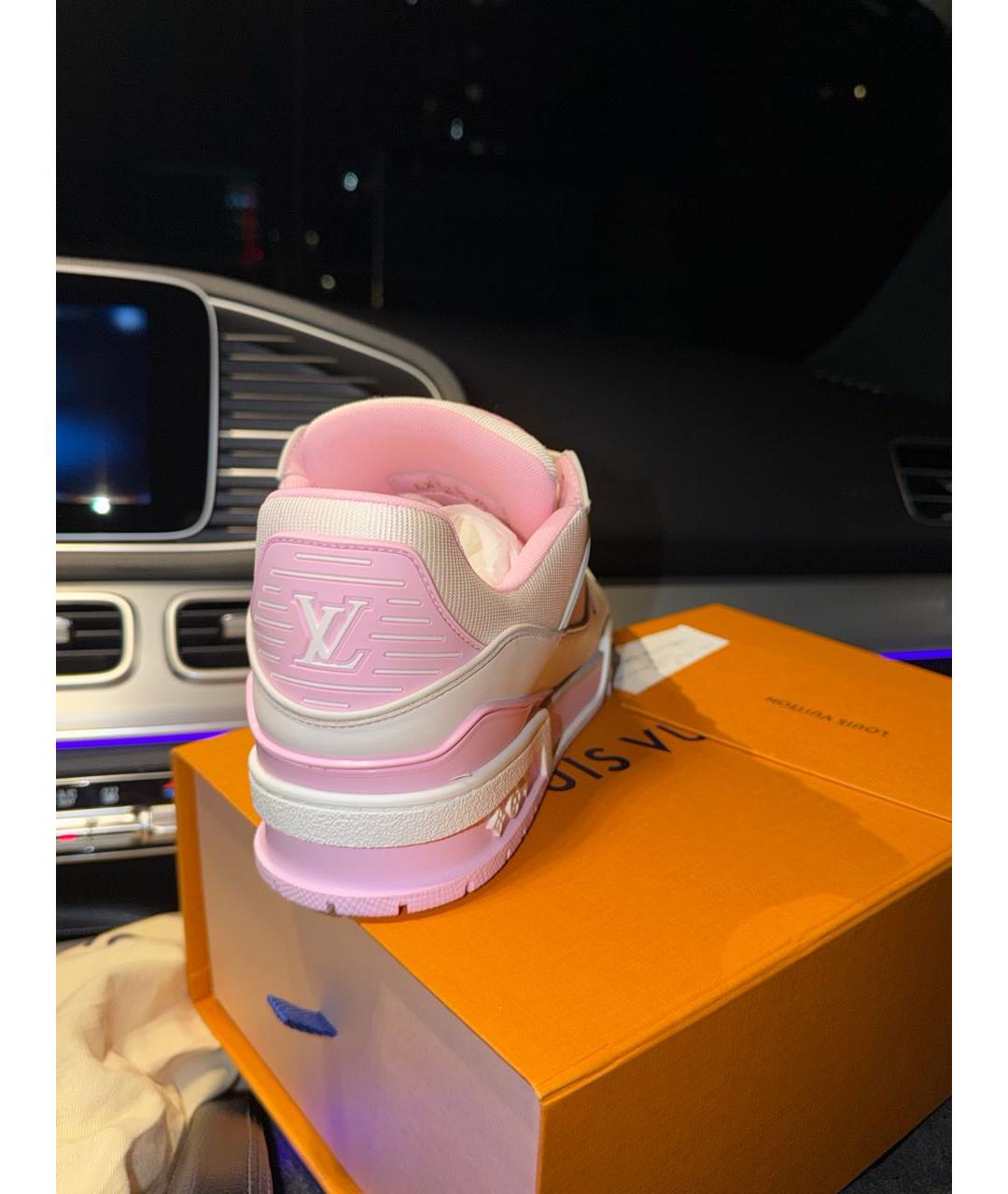 LOUIS VUITTON Розовые кожаные кроссовки, фото 4