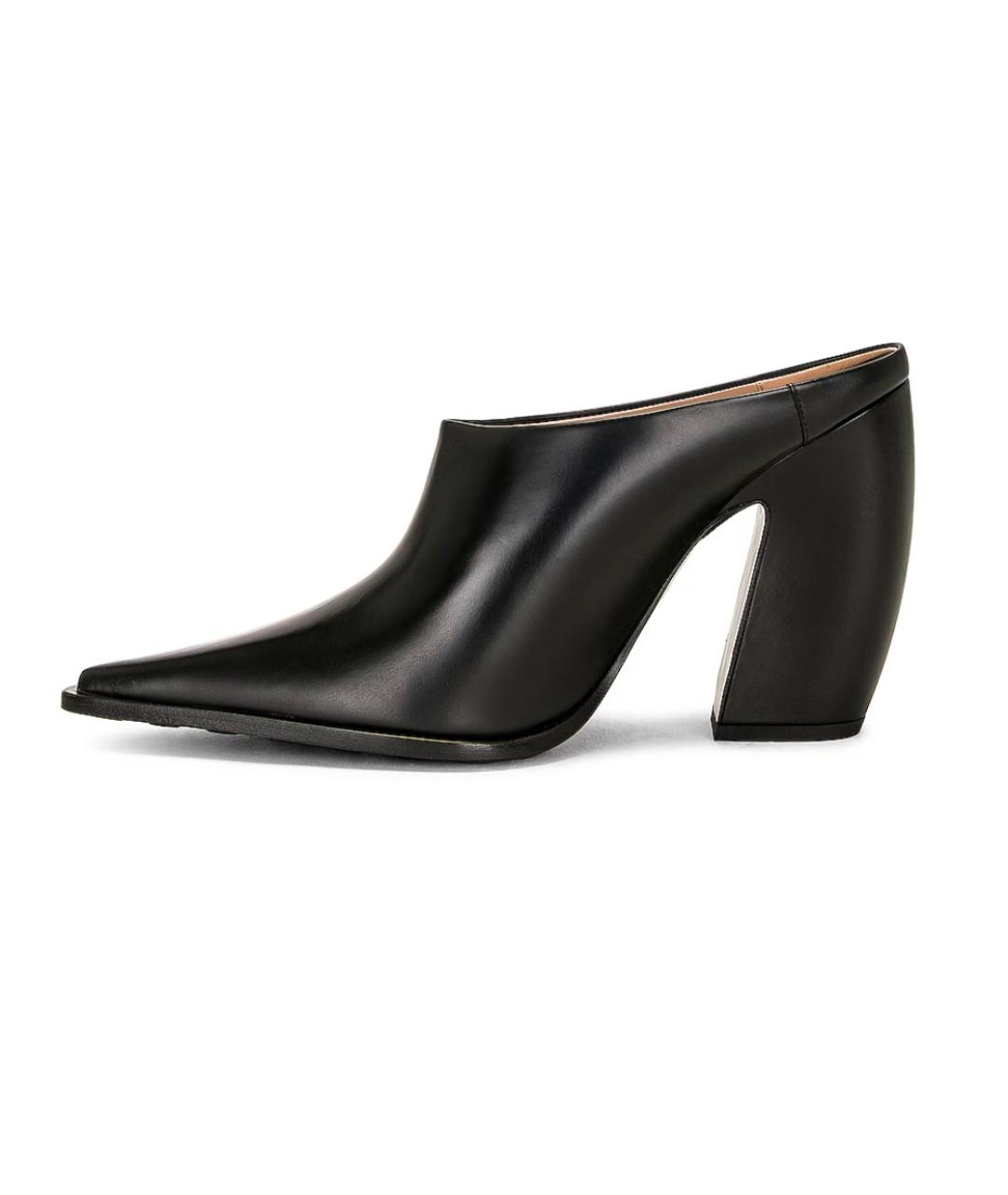 BOTTEGA VENETA Черные кожаные мюли, фото 4