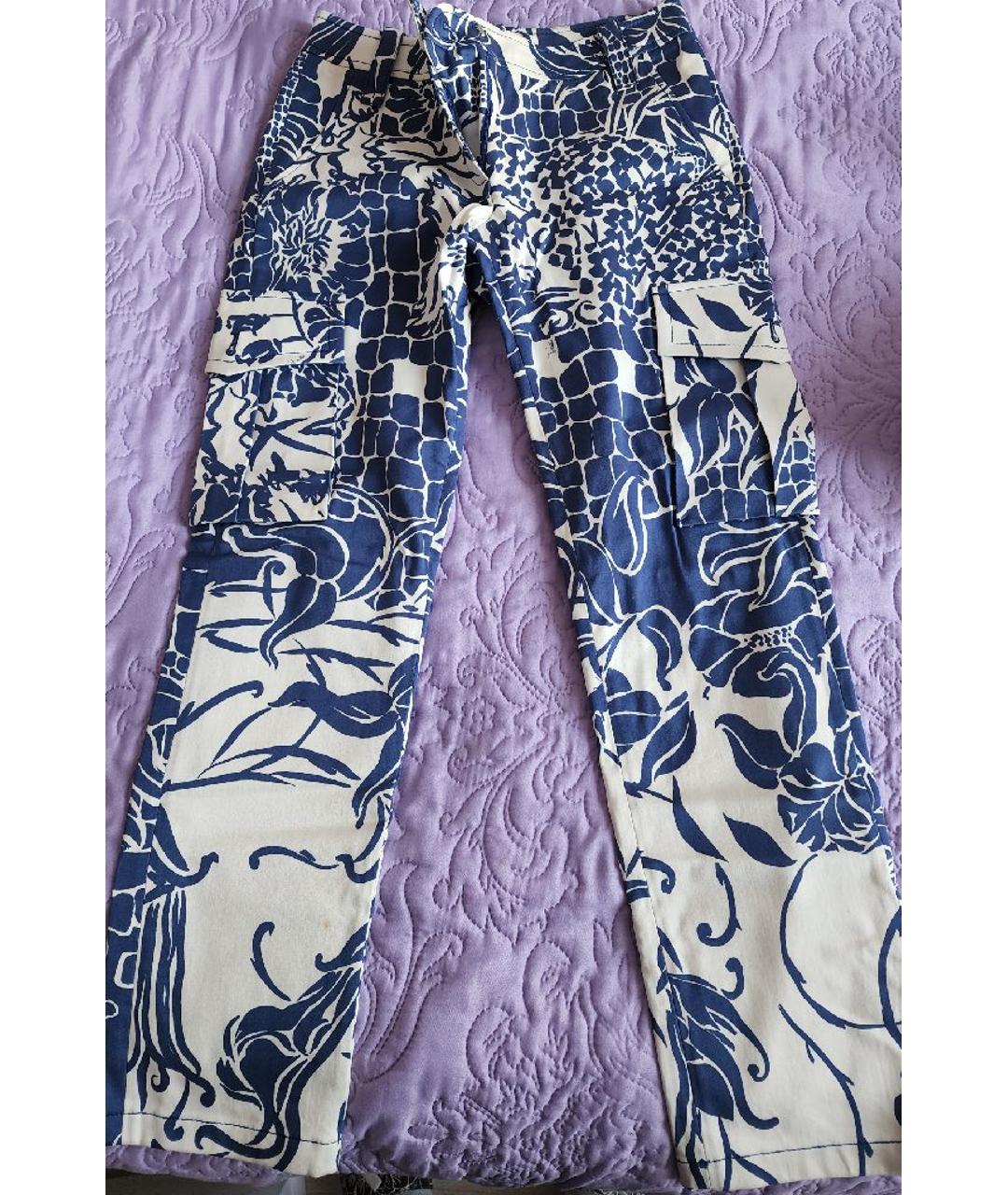 EMILIO PUCCI Синие хлопко-эластановые прямые брюки, фото 6