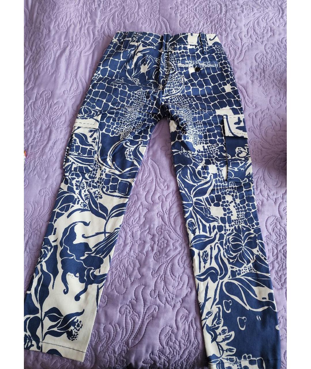 EMILIO PUCCI Синие хлопко-эластановые прямые брюки, фото 2