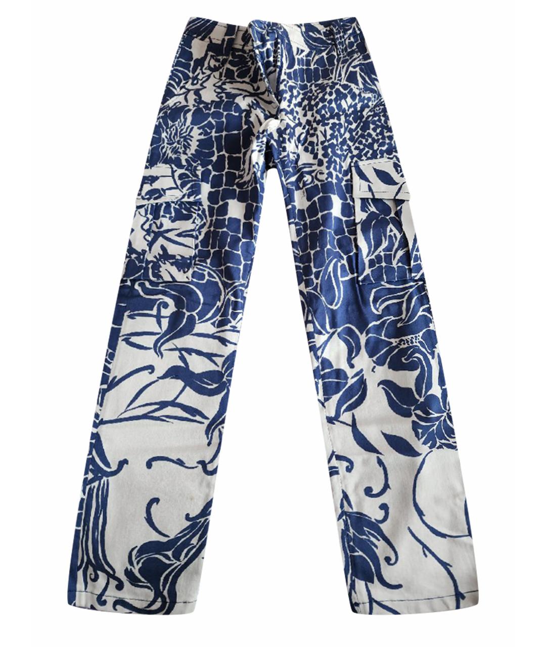 EMILIO PUCCI Синие хлопко-эластановые прямые брюки, фото 1