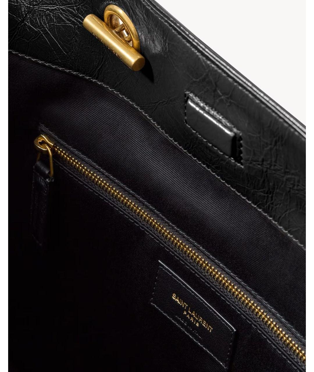 SAINT LAURENT Черная кожаная сумка тоут, фото 6