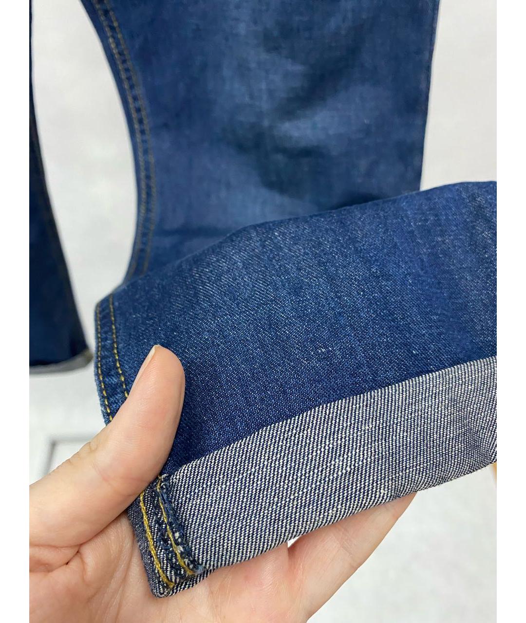 ELISABETTA FRANCHI Темно-синие хлопко-леновые прямые джинсы, фото 5