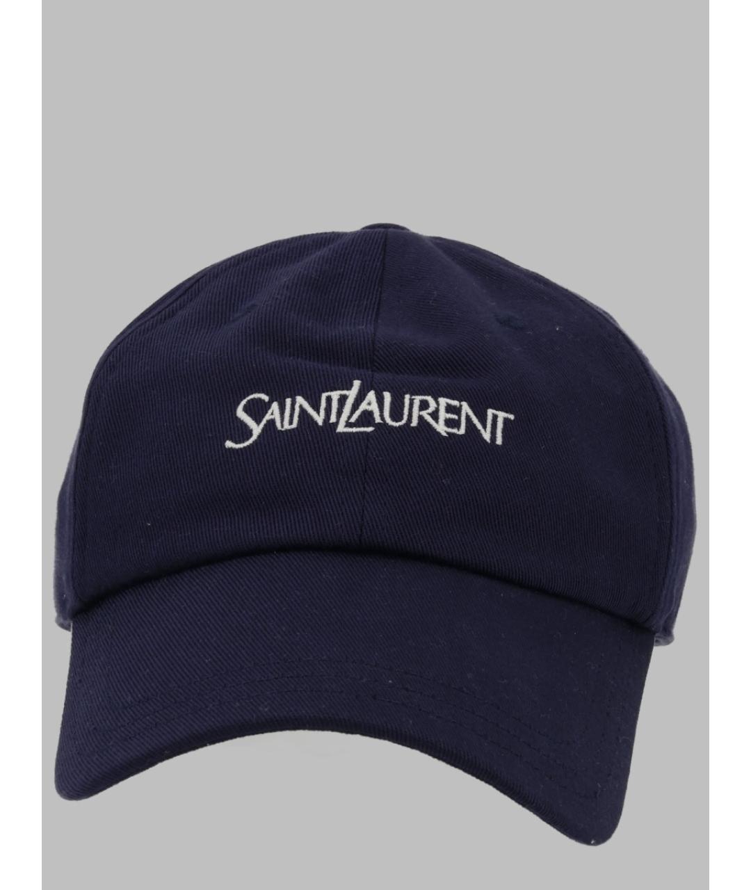 SAINT LAURENT Темно-синяя хлопковая кепка/бейсболка, фото 3