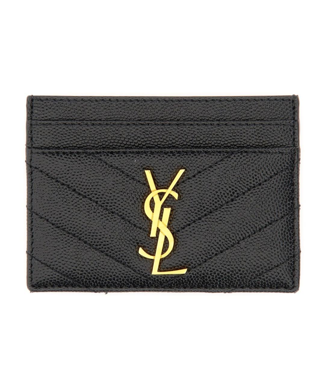 SAINT LAURENT Черный кожаный кардхолдер, фото 1