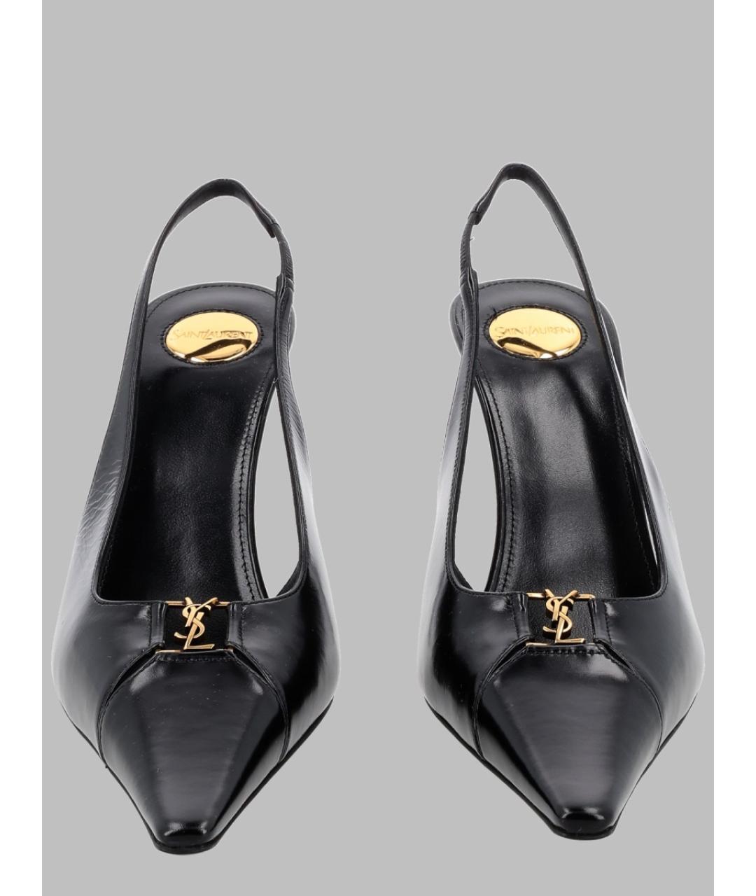 SAINT LAURENT Черные кожаные туфли, фото 2