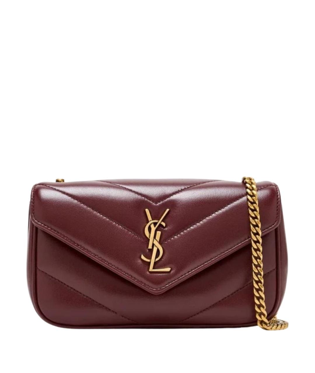 SAINT LAURENT Бордовая кожаная сумка через плечо, фото 1