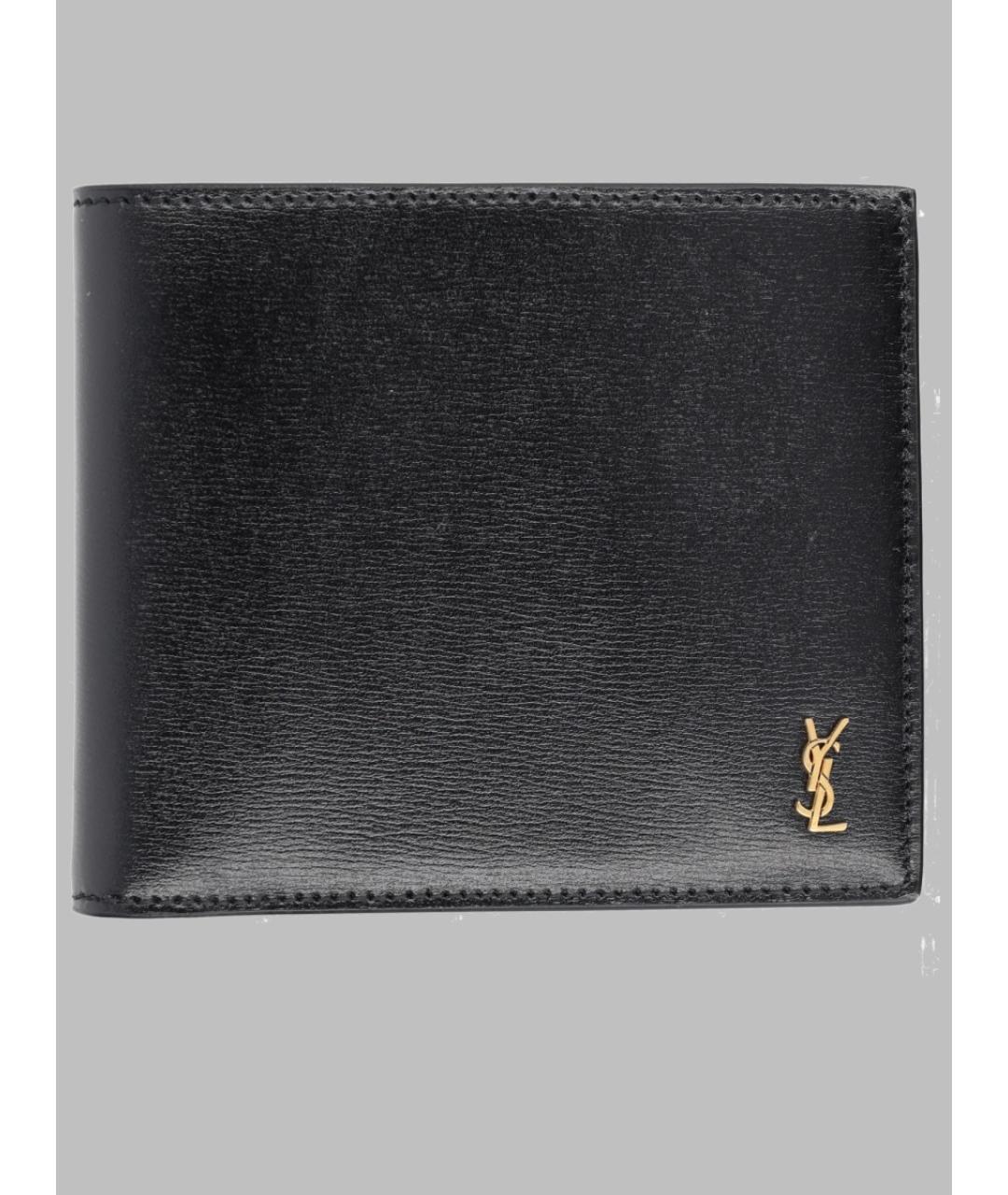 SAINT LAURENT Черный кожаный кошелек, фото 3