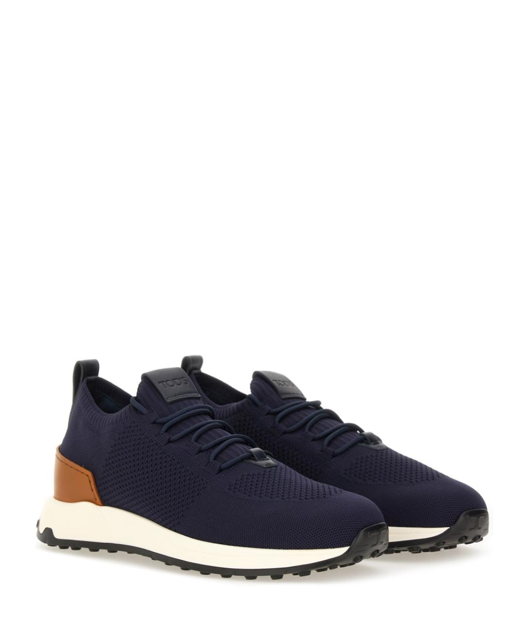TOD'S Синие текстильные низкие кроссовки / кеды, фото 2