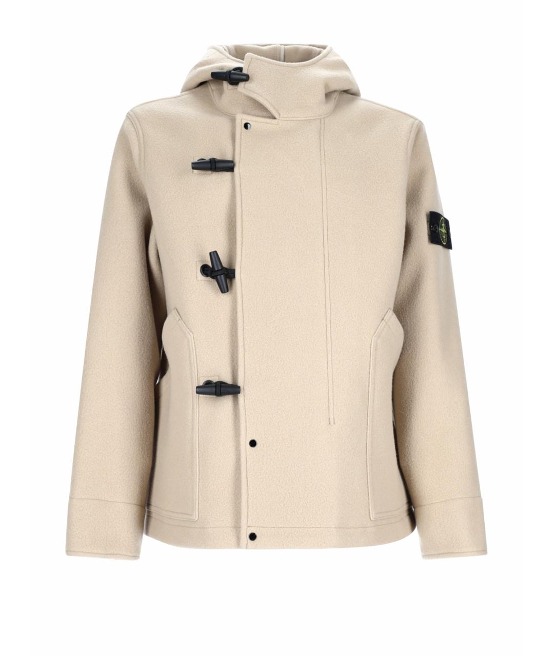 STONE ISLAND Бежевое шерстяное пальто, фото 1