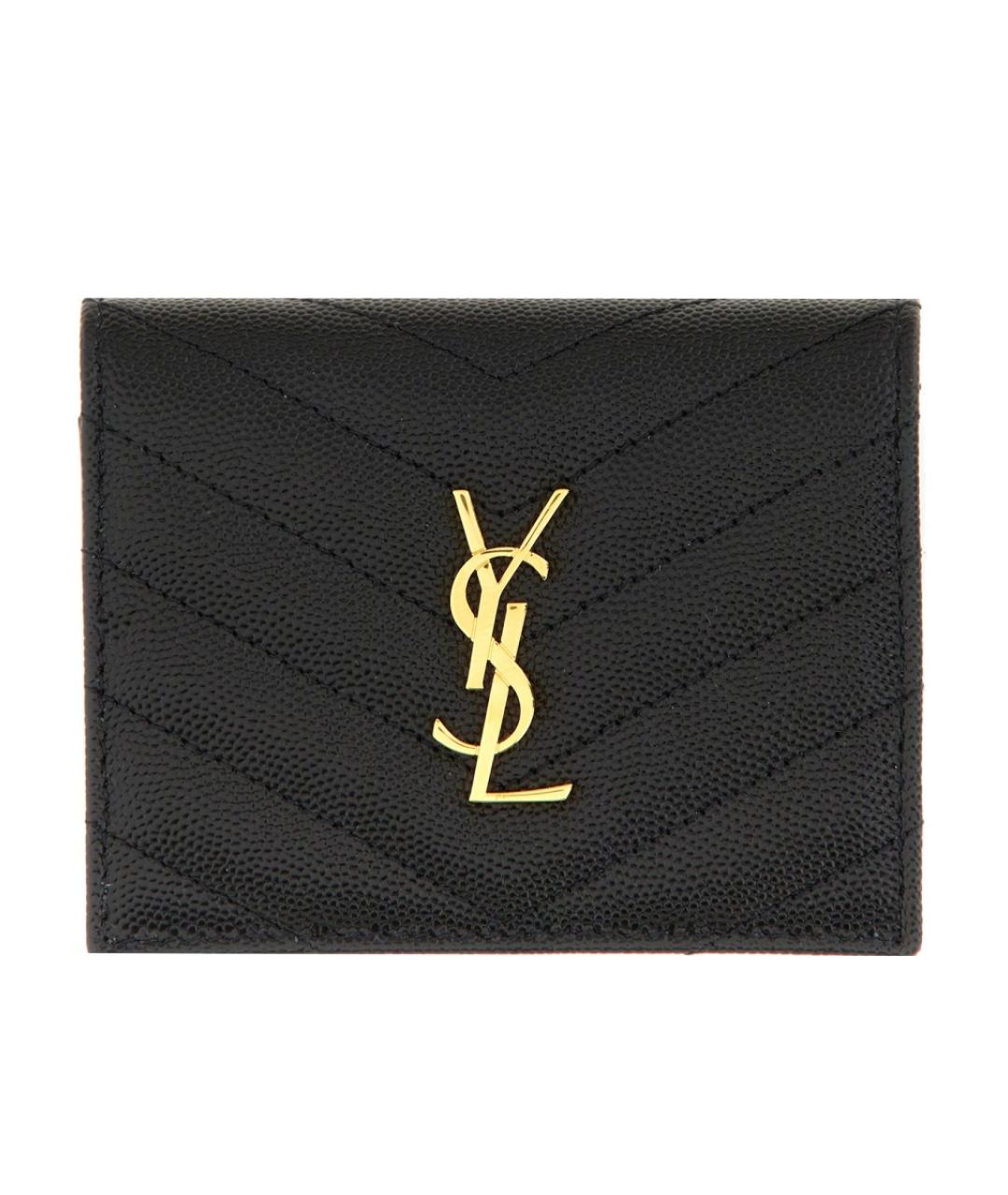 SAINT LAURENT Черный кожаный кошелек, фото 1