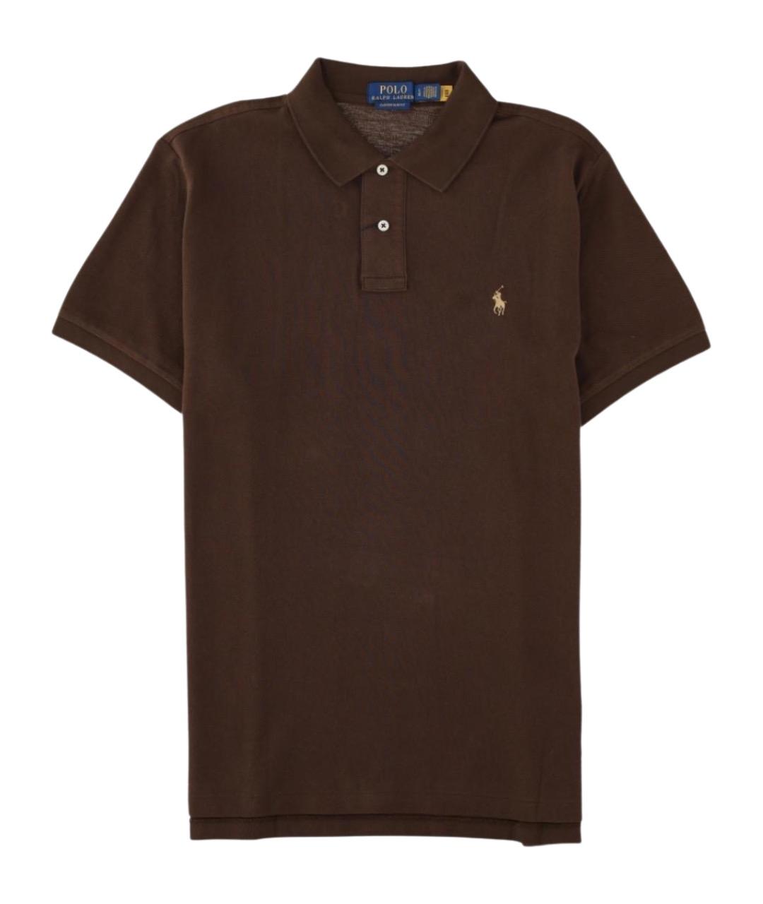 POLO RALPH LAUREN Коричневое хлопковое поло с коротким рукавом, фото 1