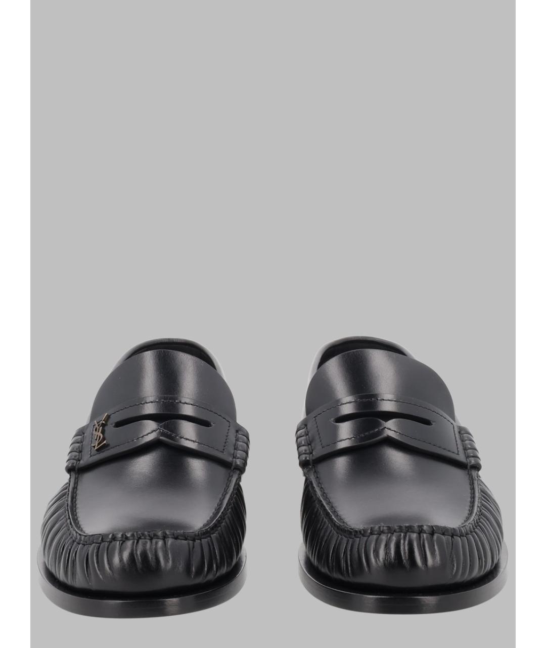 SAINT LAURENT Черные кожаные лоферы, фото 2